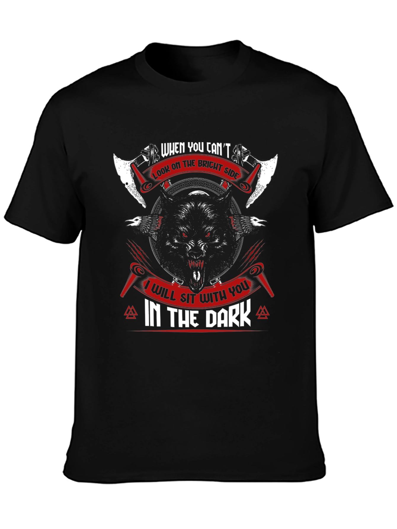 Wolf Viking T-Shirt - I Will Sit With You In The Dark
