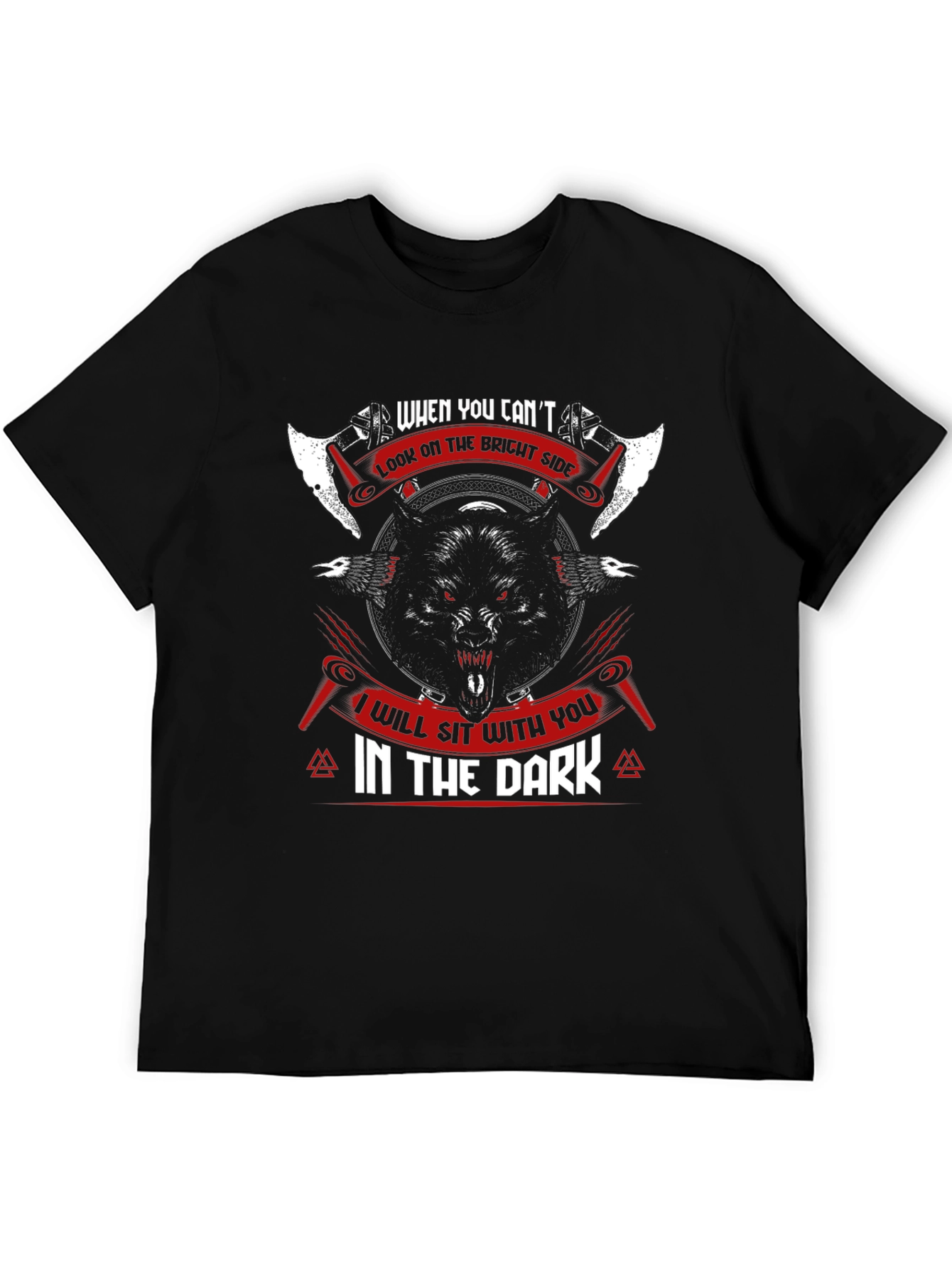 Wolf Viking T-Shirt - I Will Sit With You In The Dark