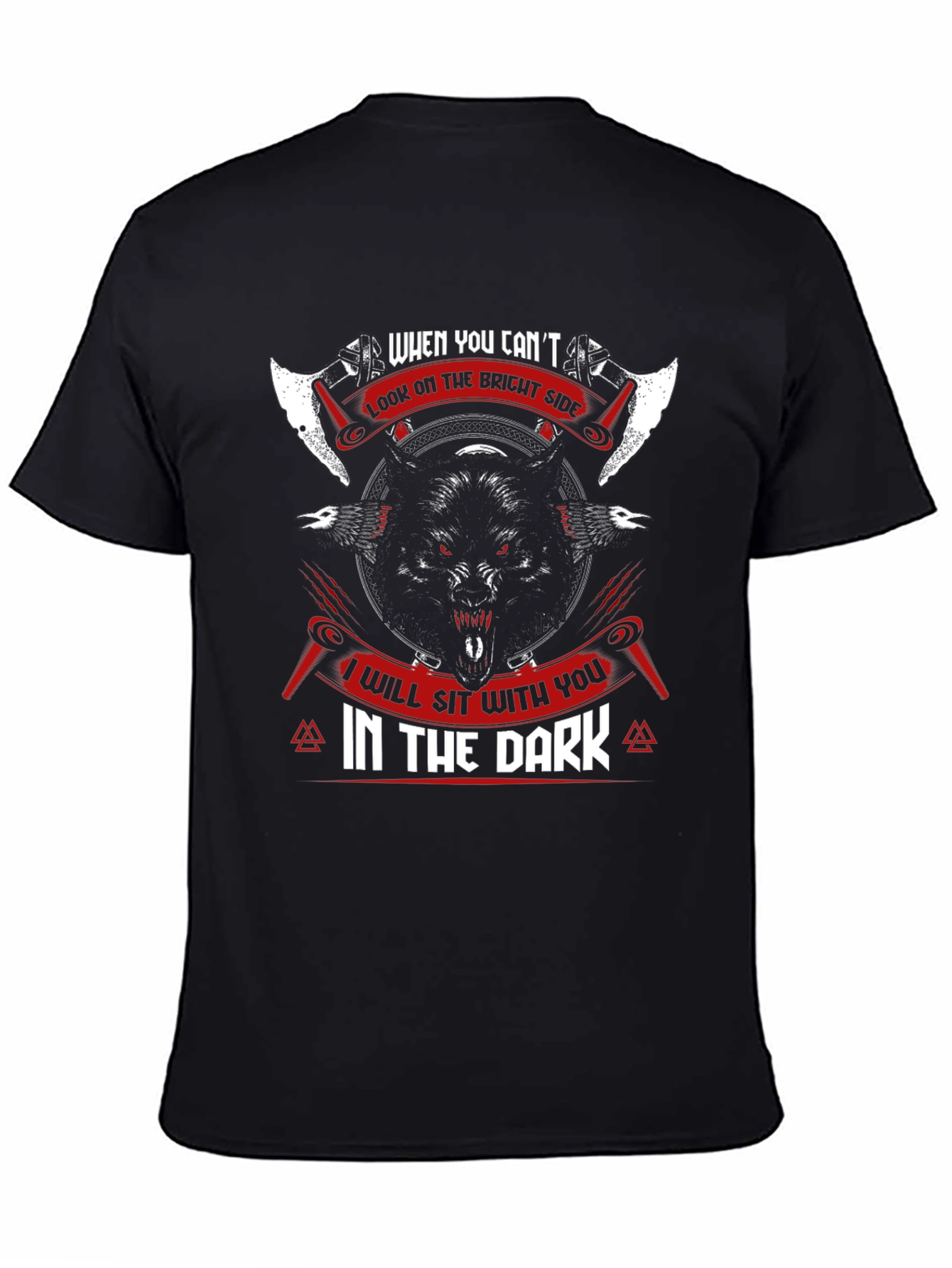 Wolf Viking T-Shirt - I Will Sit With You In The Dark