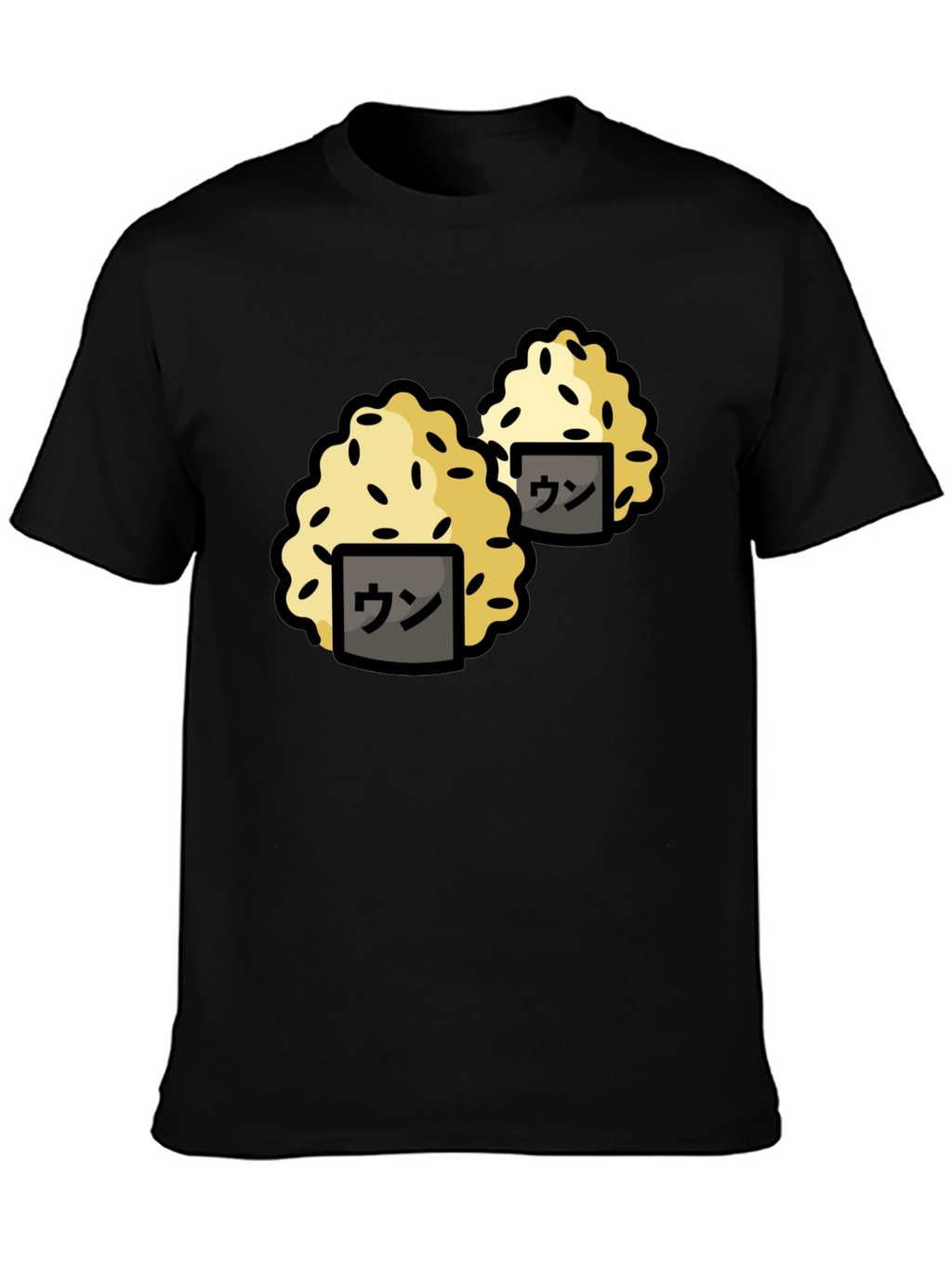 Funny Sushi Rice Ball Graphic Black T-Shirt