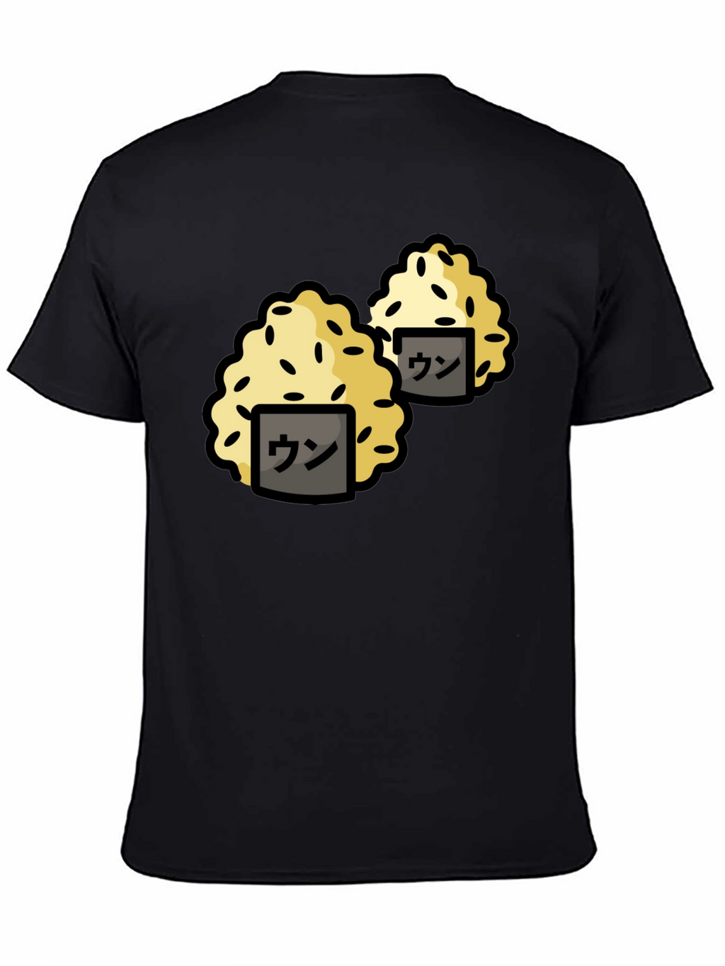 Funny Sushi Rice Ball Graphic Black T-Shirt
