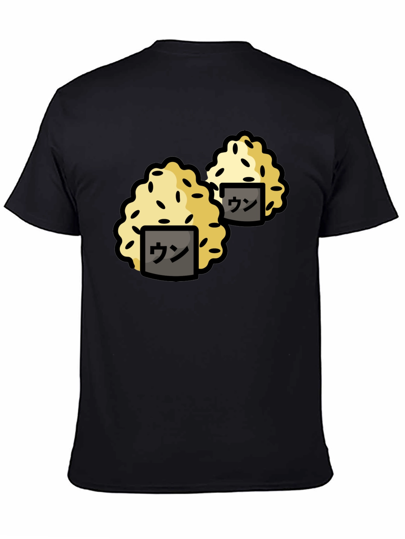 Funny Sushi Rice Ball Graphic Black T-Shirt