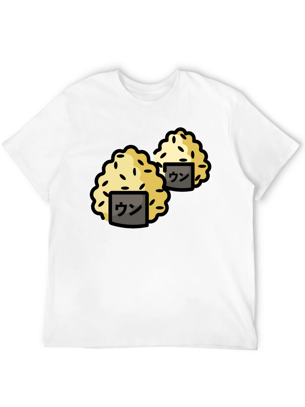 Funny Sushi Rice Ball Graphic Black T-Shirt