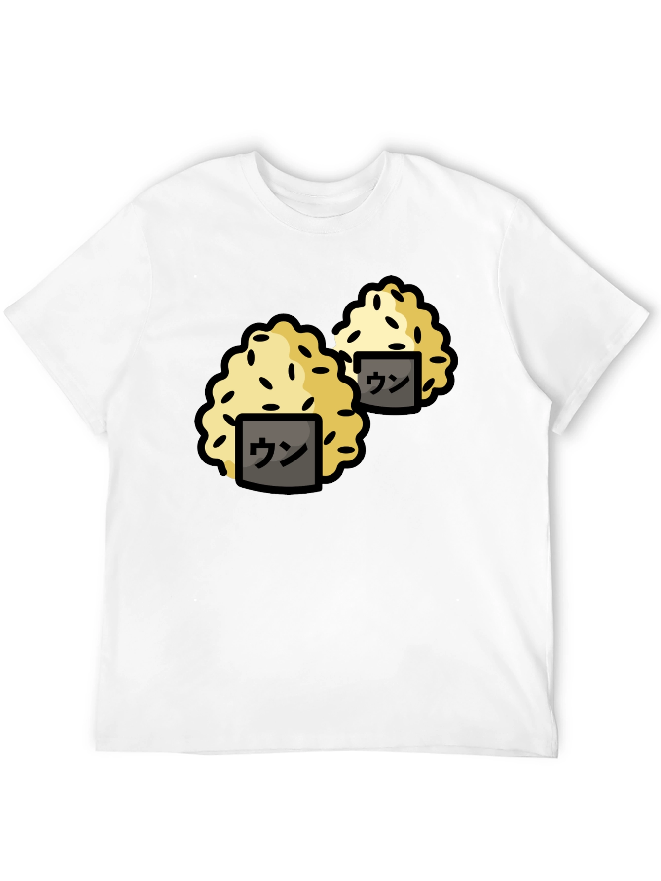 Funny Sushi Rice Ball Graphic Black T-Shirt