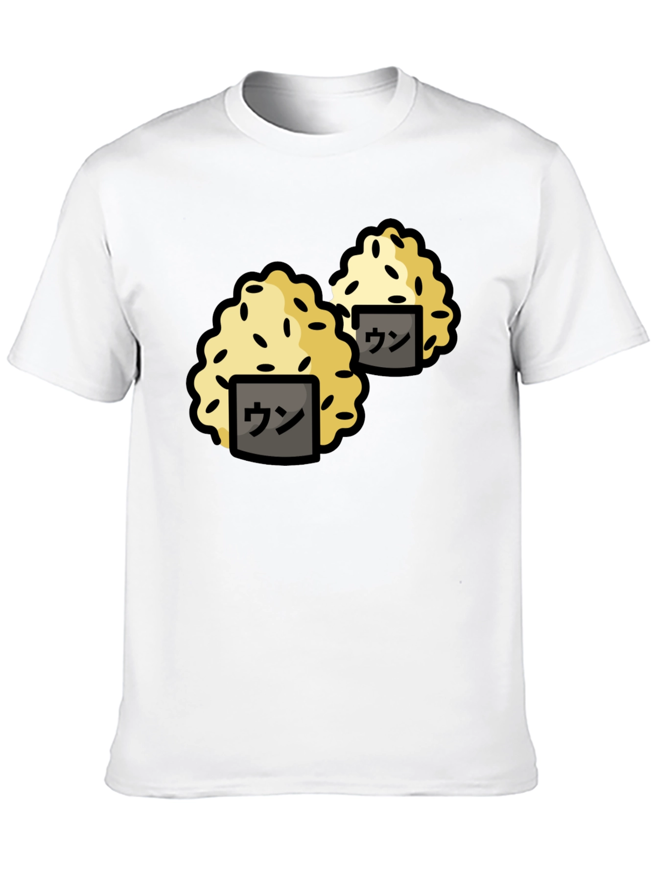 Funny Sushi Rice Ball Graphic Black T-Shirt