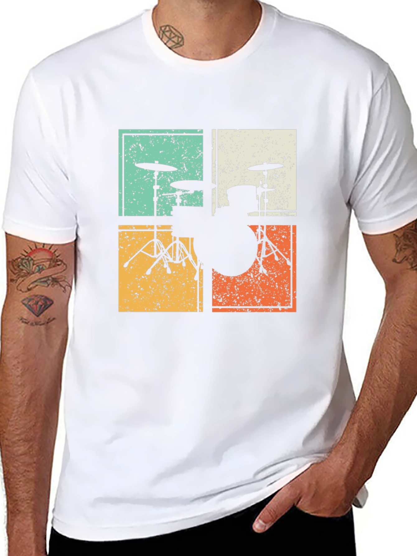 Retro Drum Kit Tee - Vintage Style Musician T-Shirt