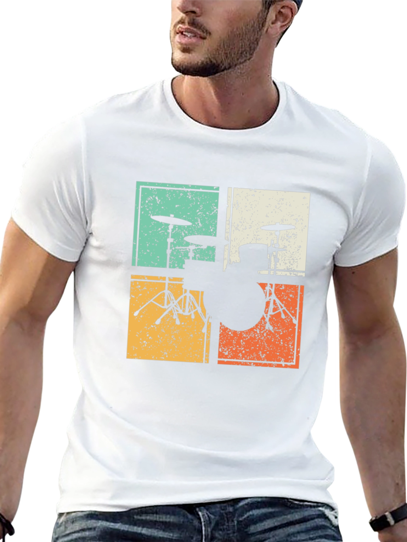 Retro Drum Kit Tee - Vintage Style Musician T-Shirt