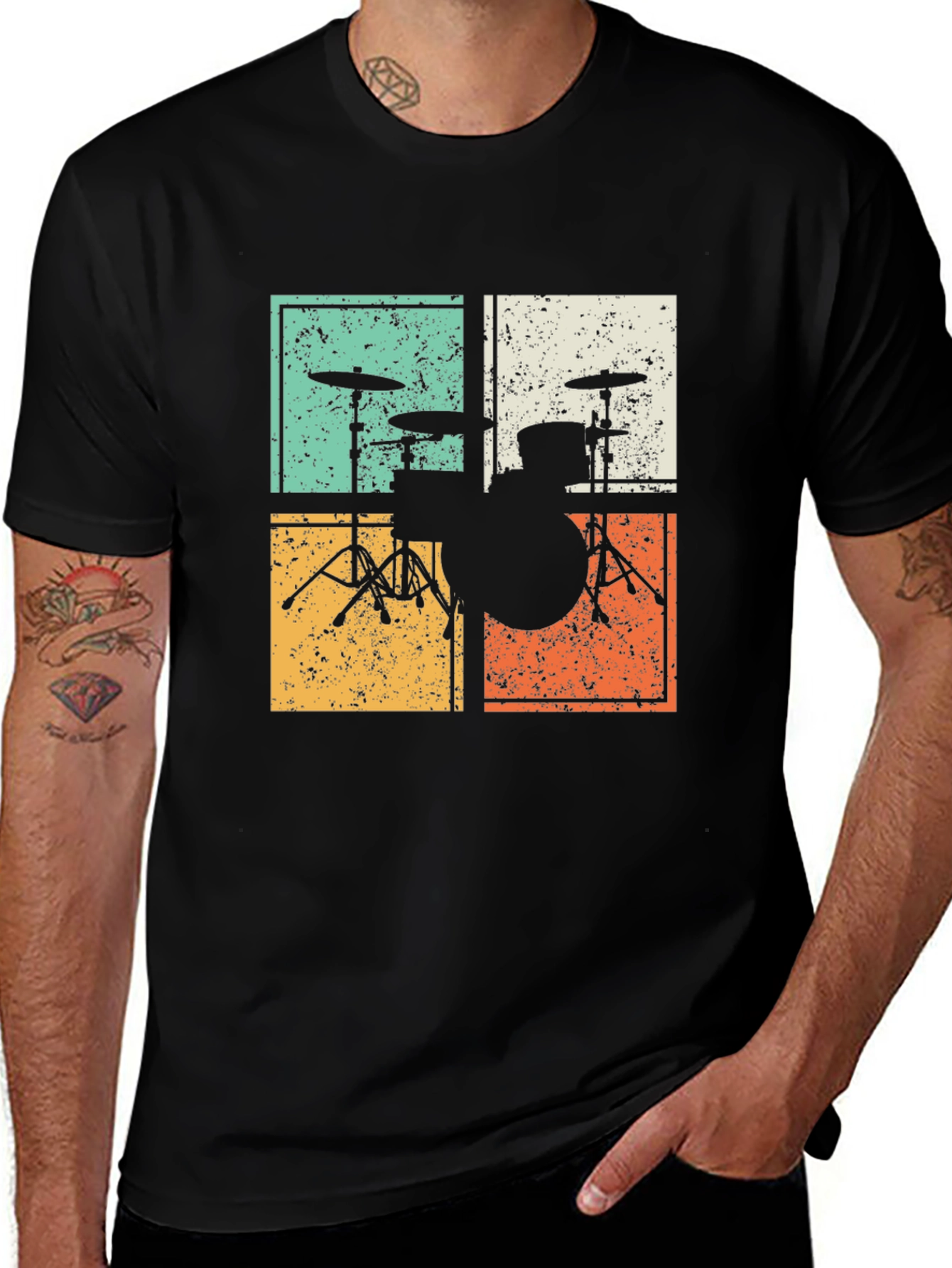 Retro Drum Kit Tee - Vintage Style Musician T-Shirt