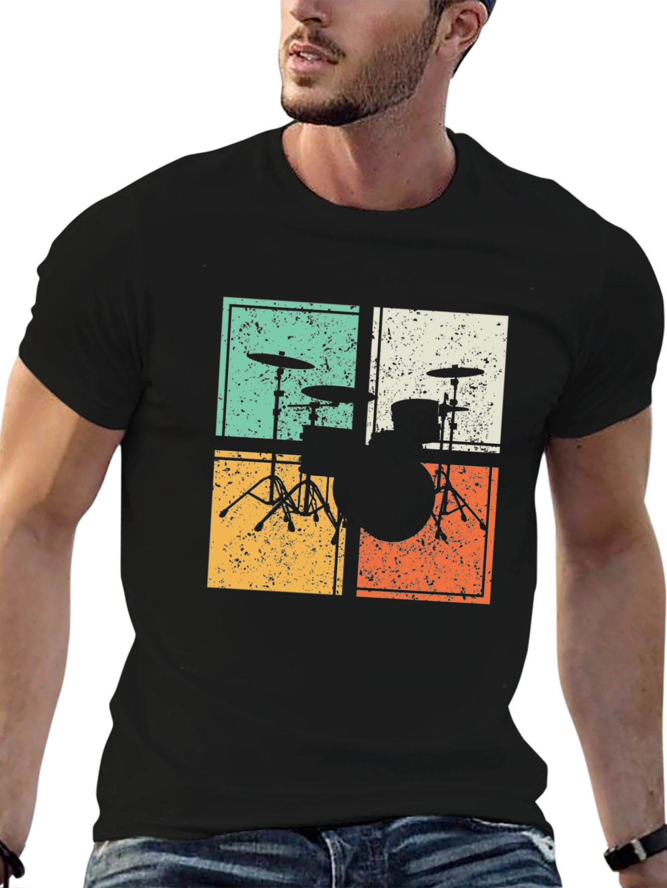 Retro Drum Kit Tee - Vintage Style Musician T-Shirt