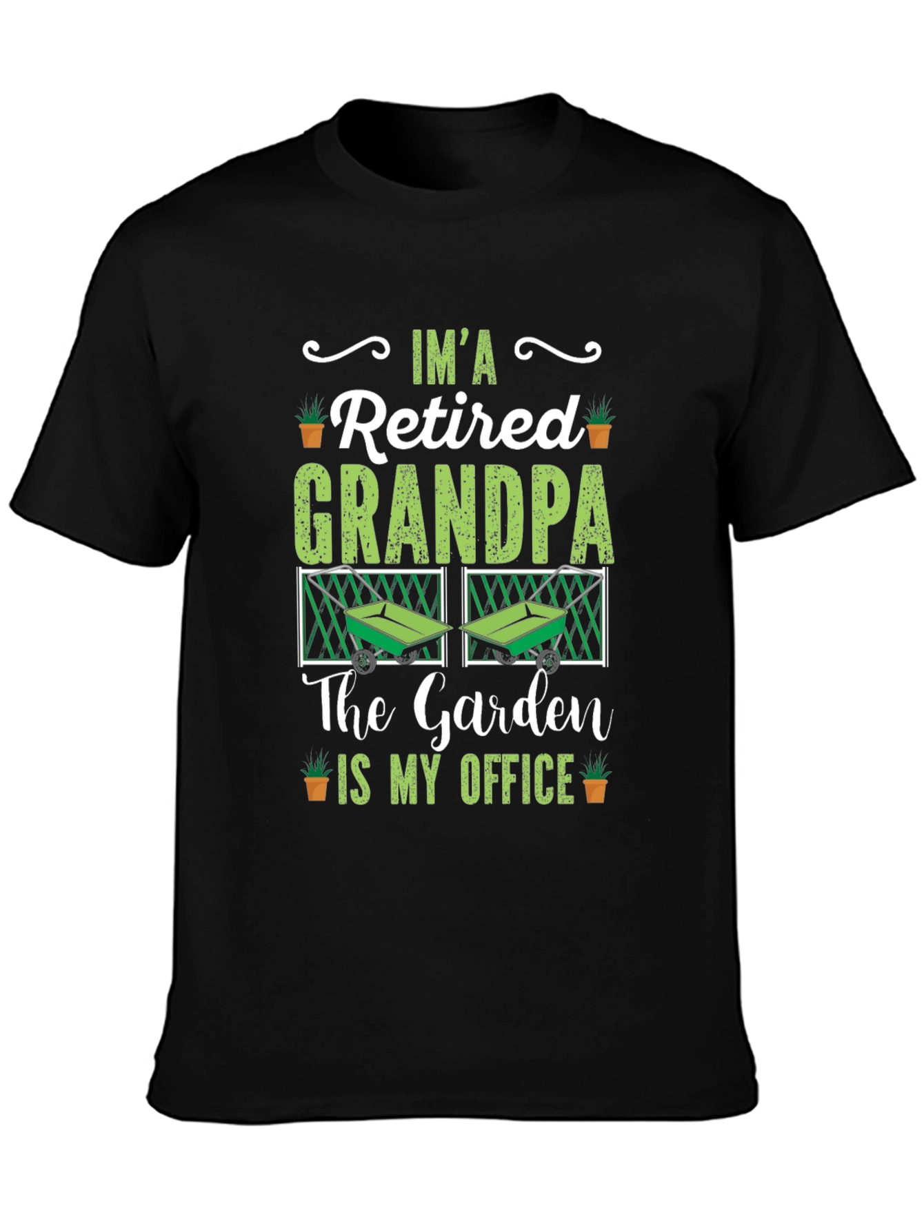 Retired Grandpa Garden Office Black T-Shirt