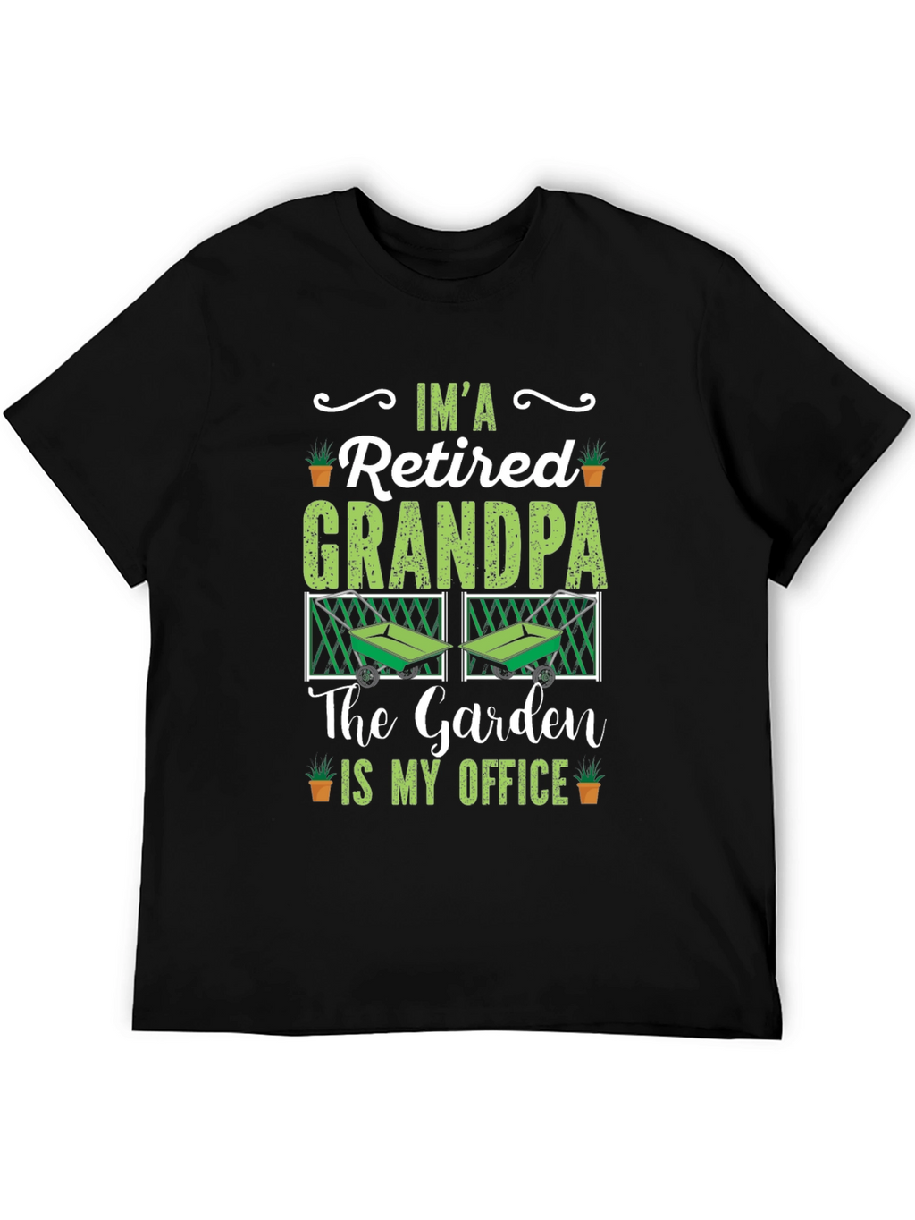 Retired Grandpa Garden Office Black T-Shirt