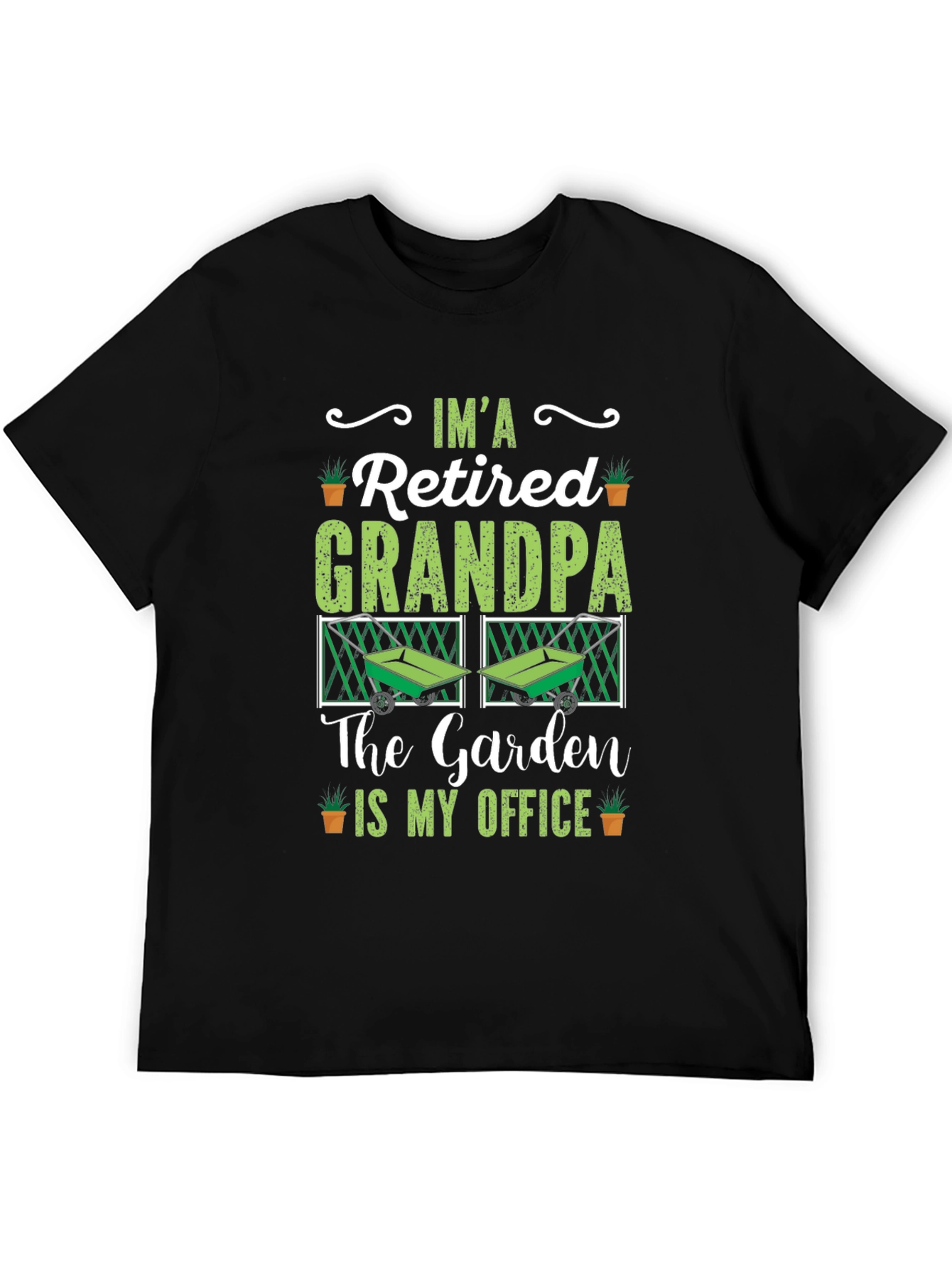 Retired Grandpa Garden Office Black T-Shirt