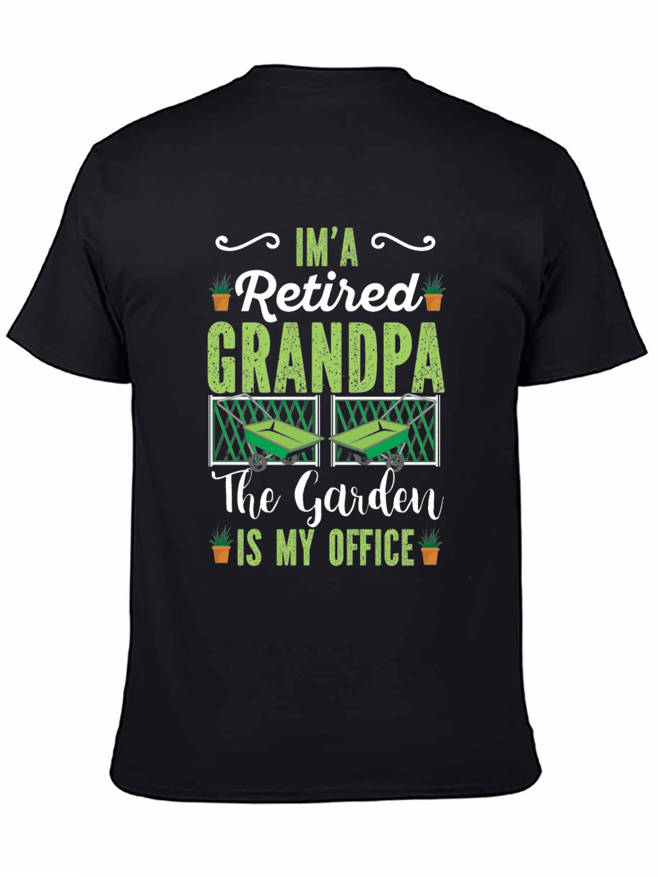 Retired Grandpa Garden Office Black T-Shirt