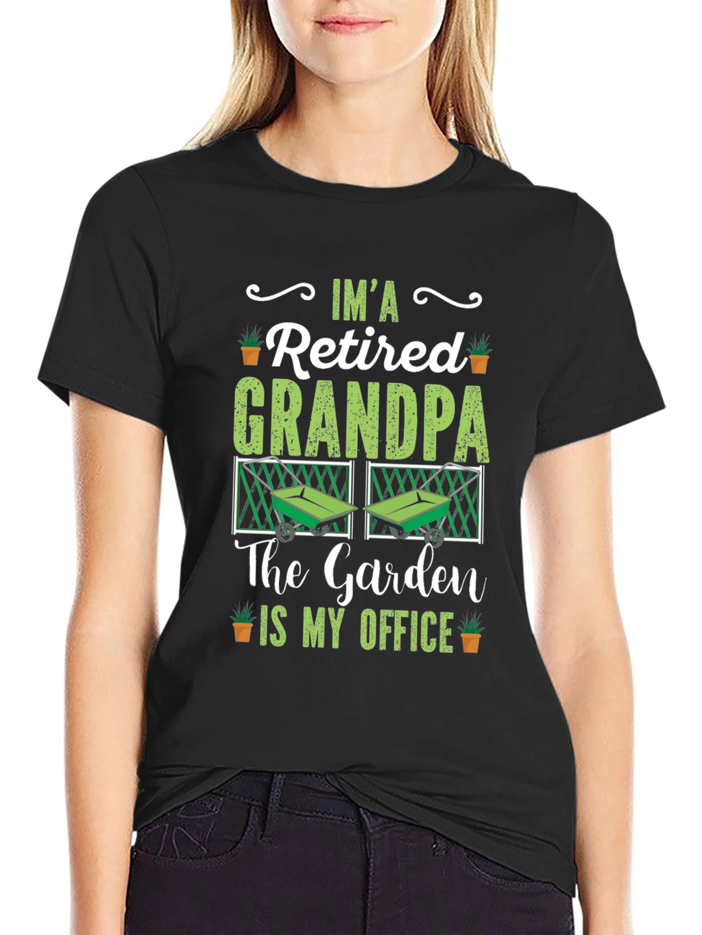 Retired Grandpa Garden Office Black T-Shirt