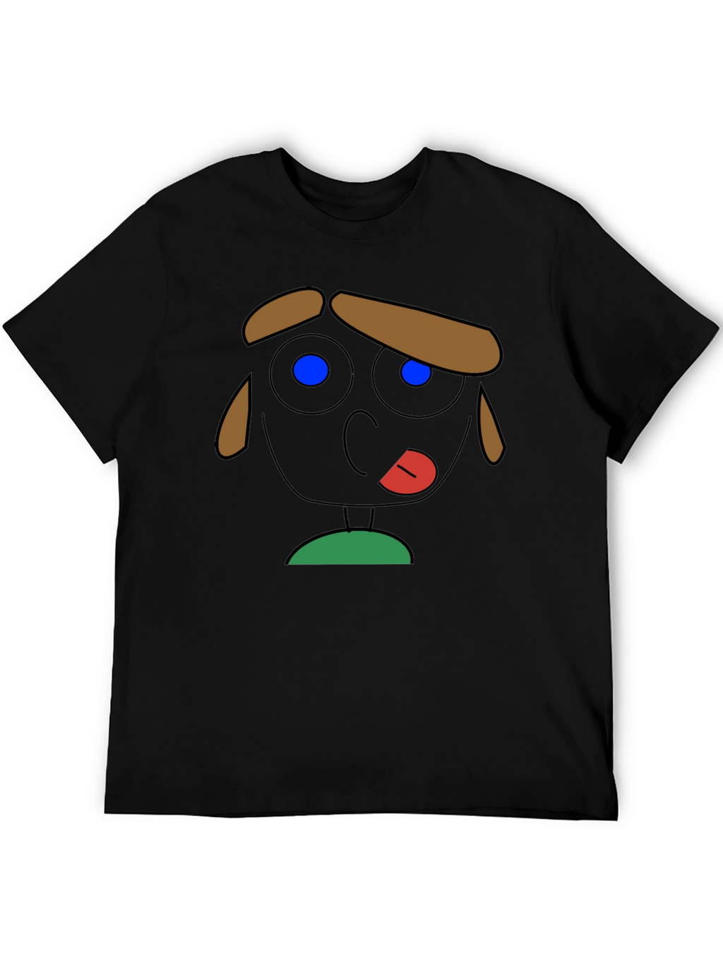 Cartoon Face Graphic Tee - Quirky Black T-Shirt