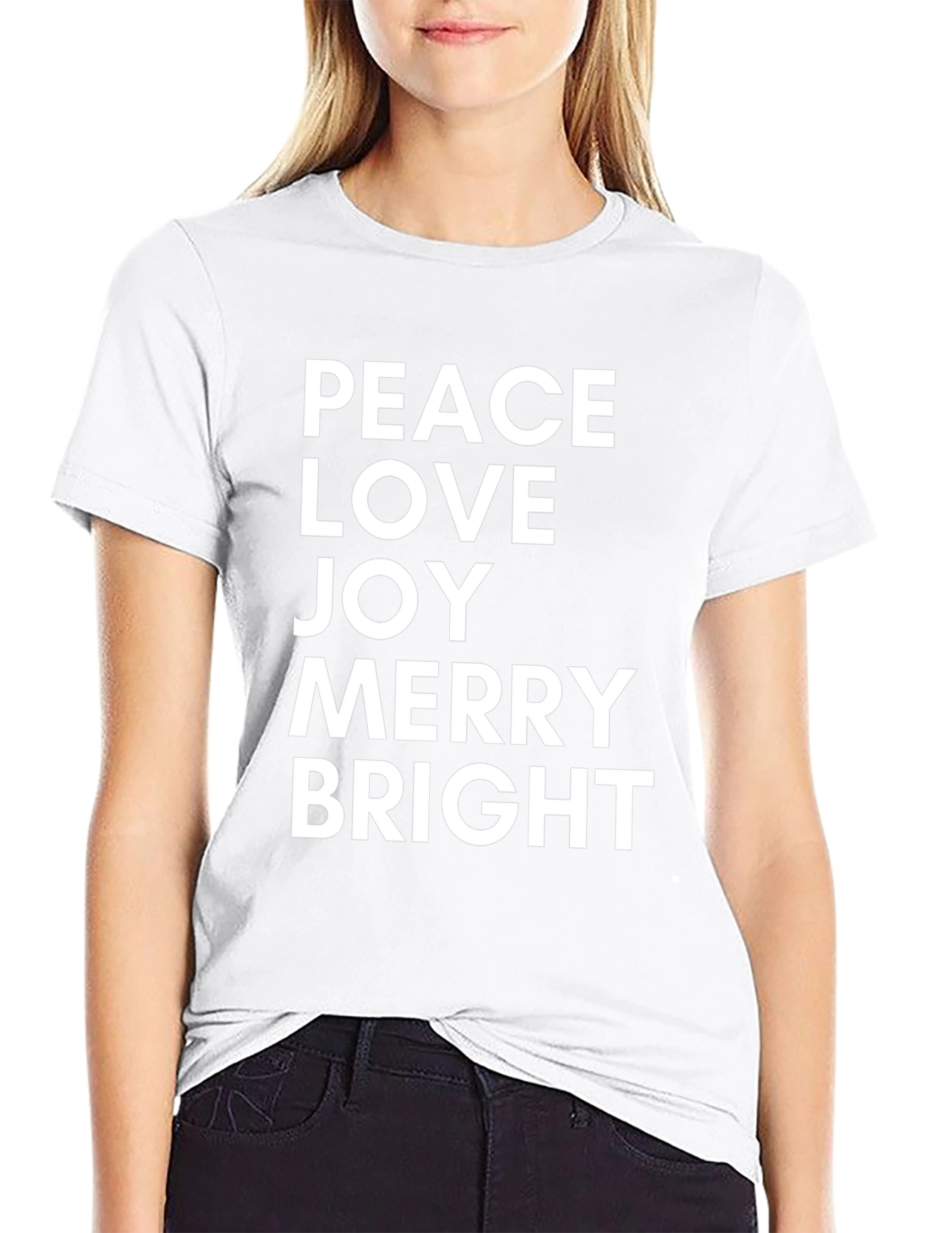Peace Love Joy Merry Bright Black T-Shirt