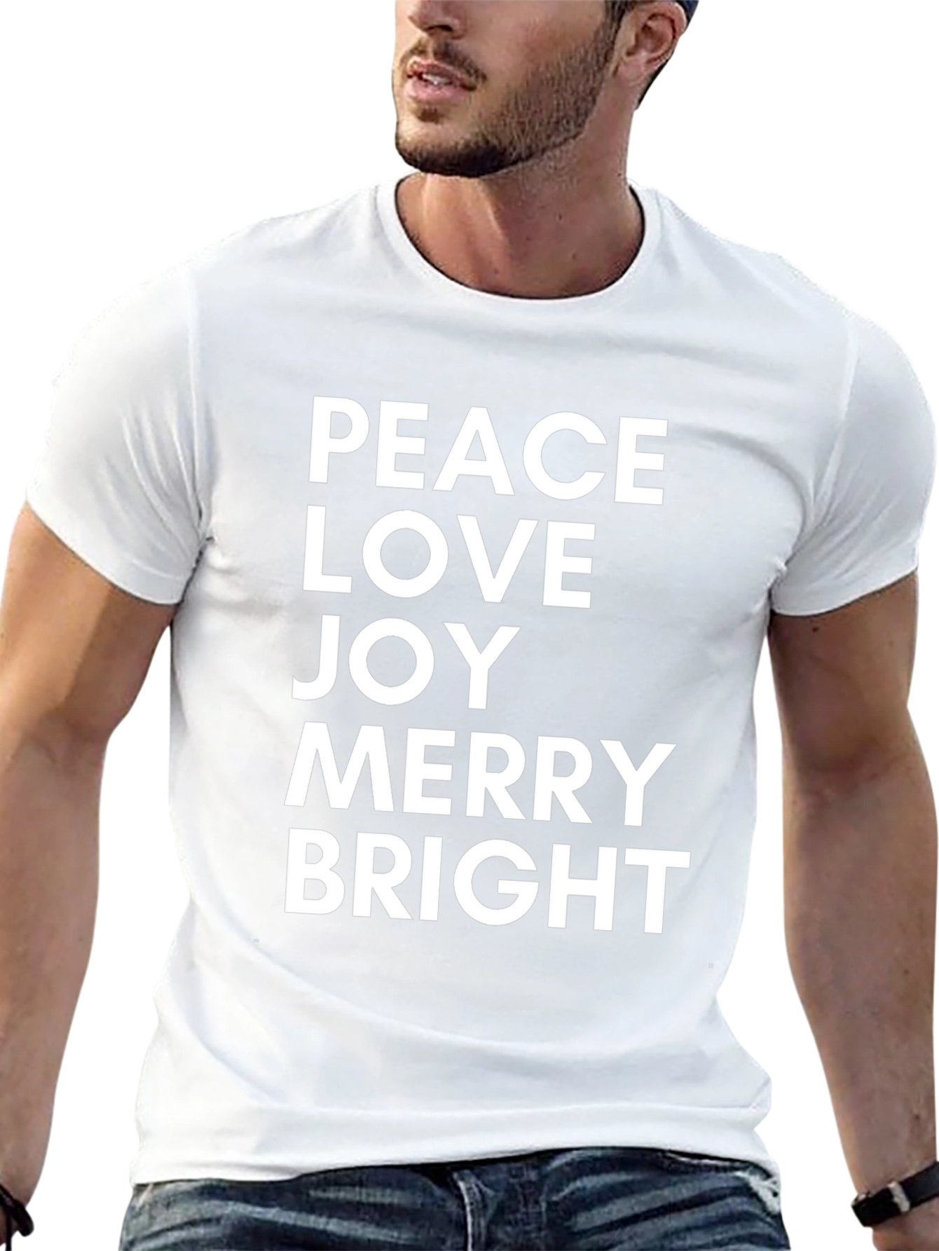 Peace Love Joy Merry Bright Black T-Shirt