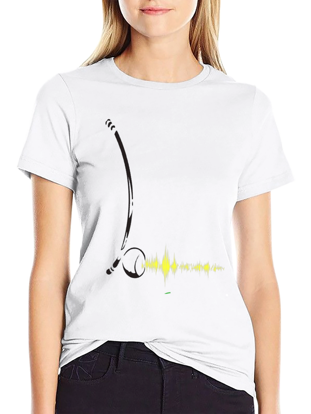 Black T-Shirt with Audio Wave Design