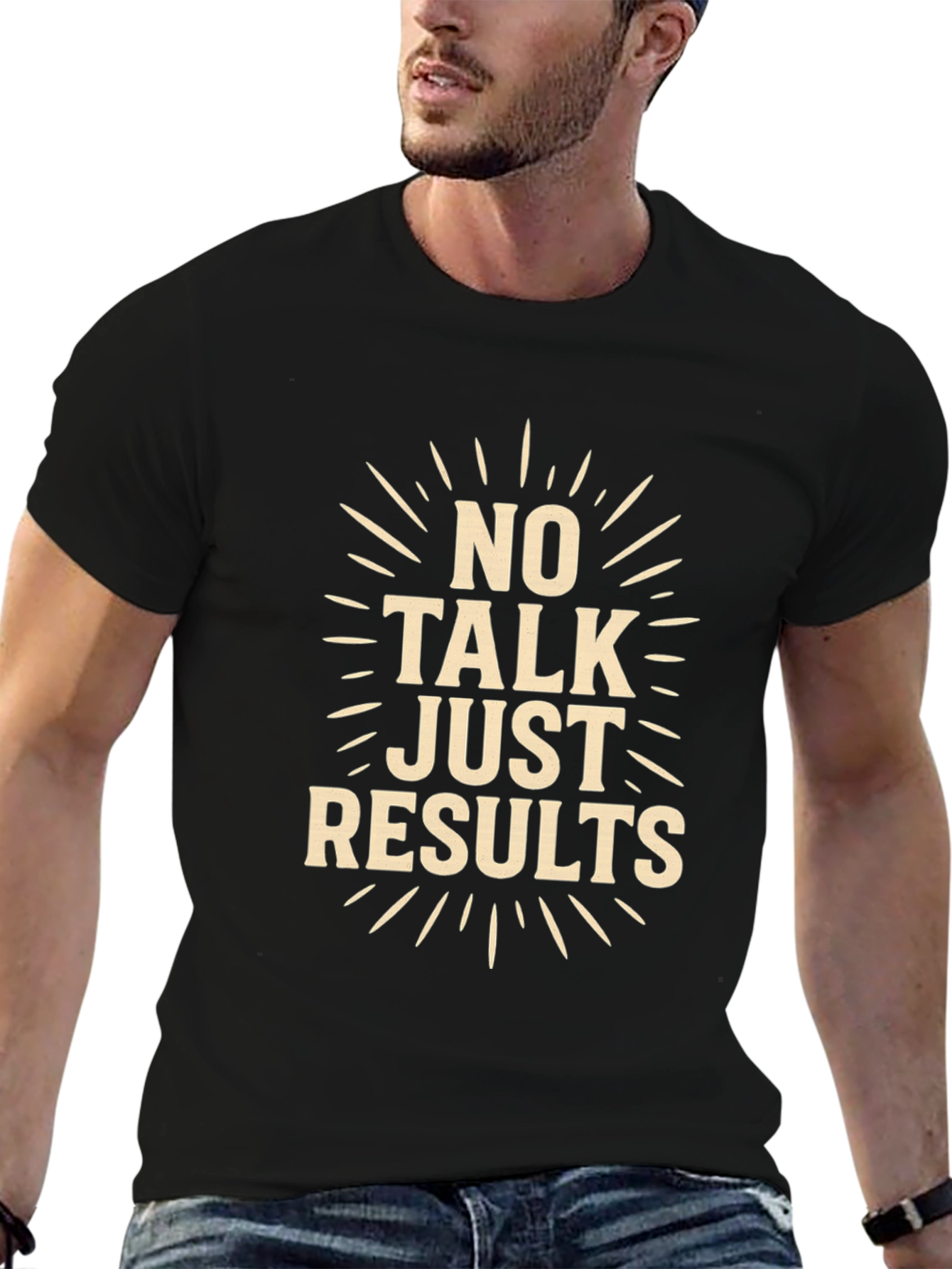 No Talk Just Results Black Graphic Tee