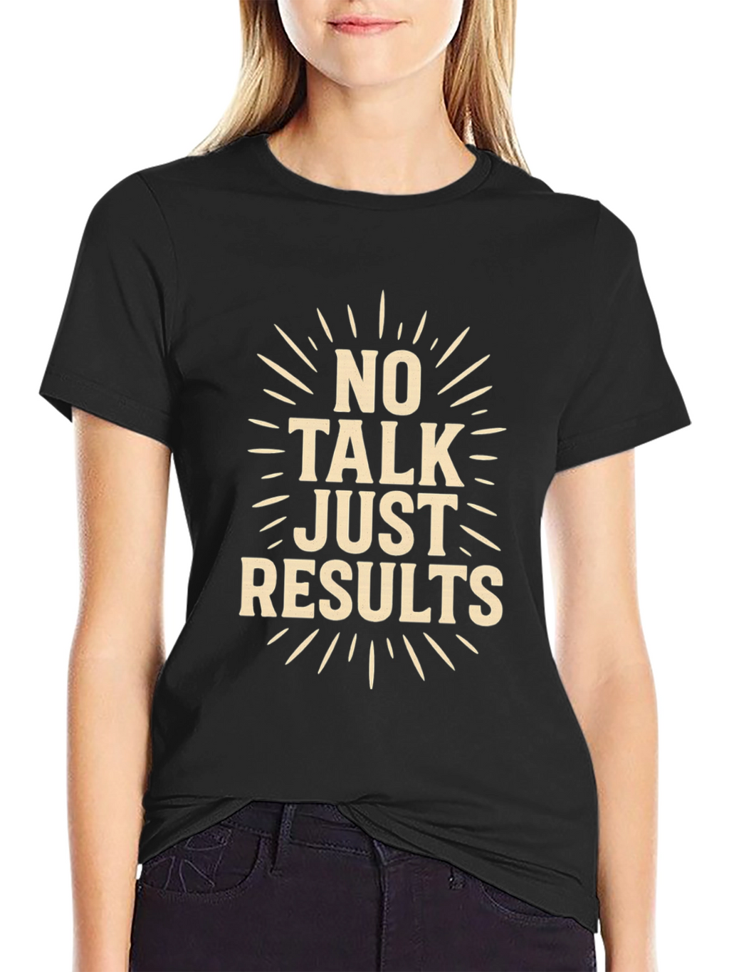 No Talk Just Results Black Graphic Tee