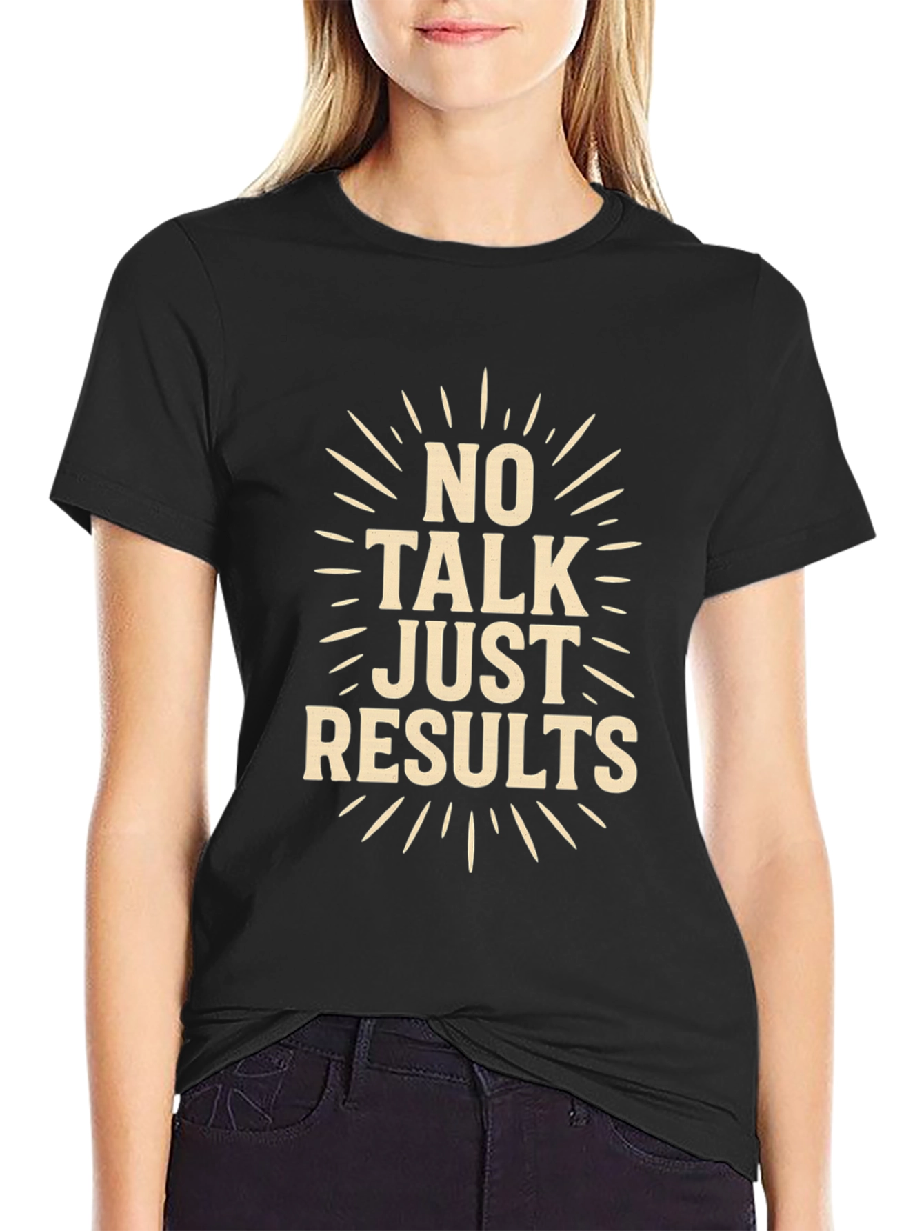 No Talk Just Results Black Graphic Tee