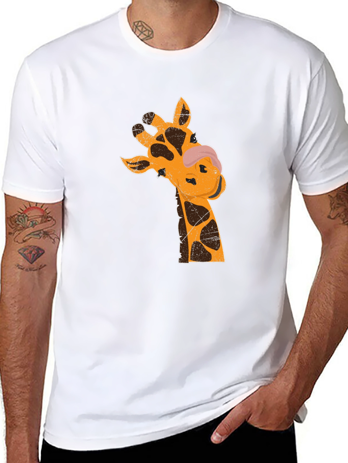 Giraffe Graphic T-Shirt - Black Casual Tee