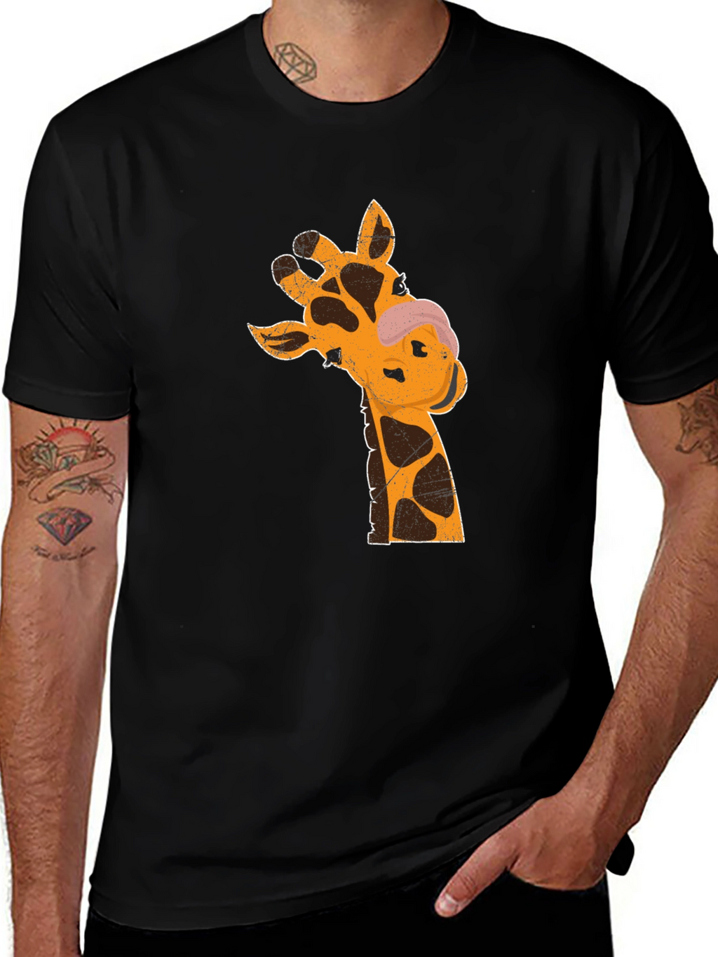 Giraffe Graphic T-Shirt - Black Casual Tee