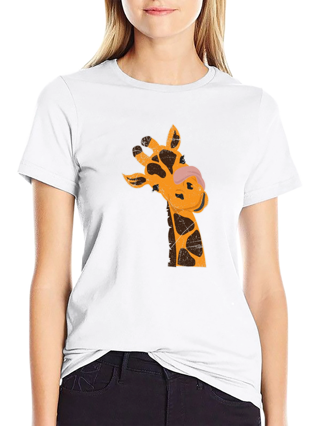 Giraffe Graphic T-Shirt - Black Casual Tee