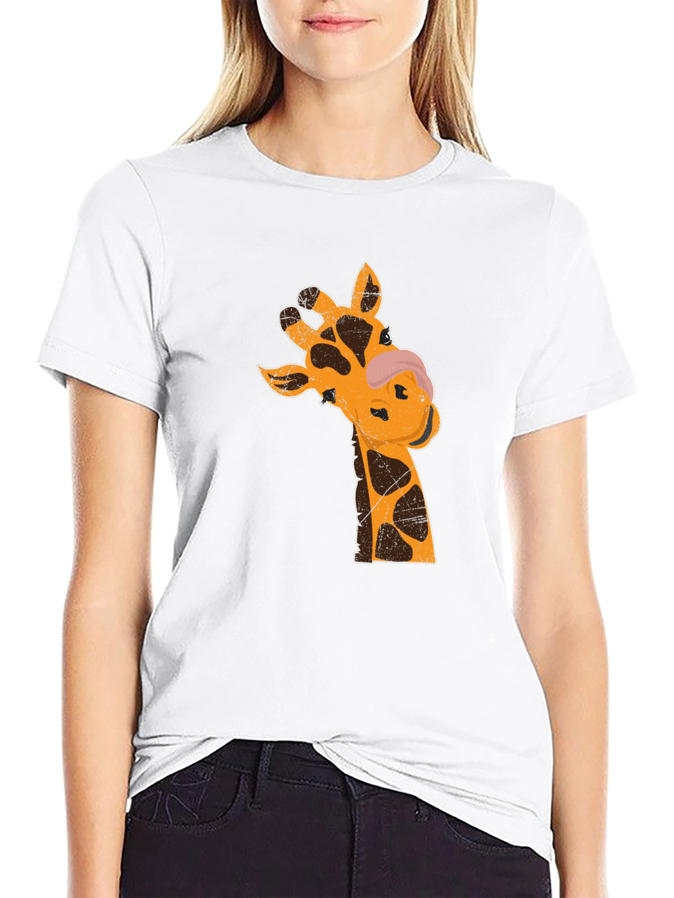 Giraffe Graphic T-Shirt - Black Casual Tee