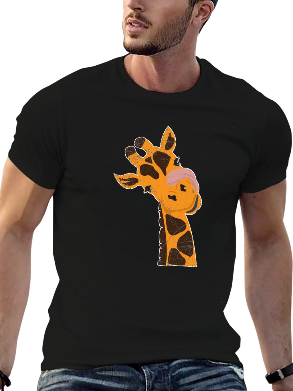 Giraffe Graphic T-Shirt - Black Casual Tee