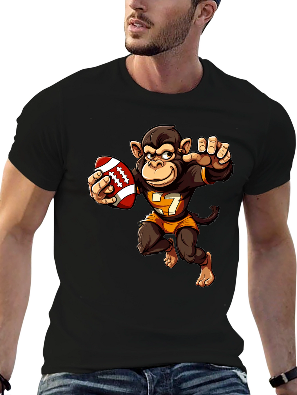 Monkey Football Player T-Shirt