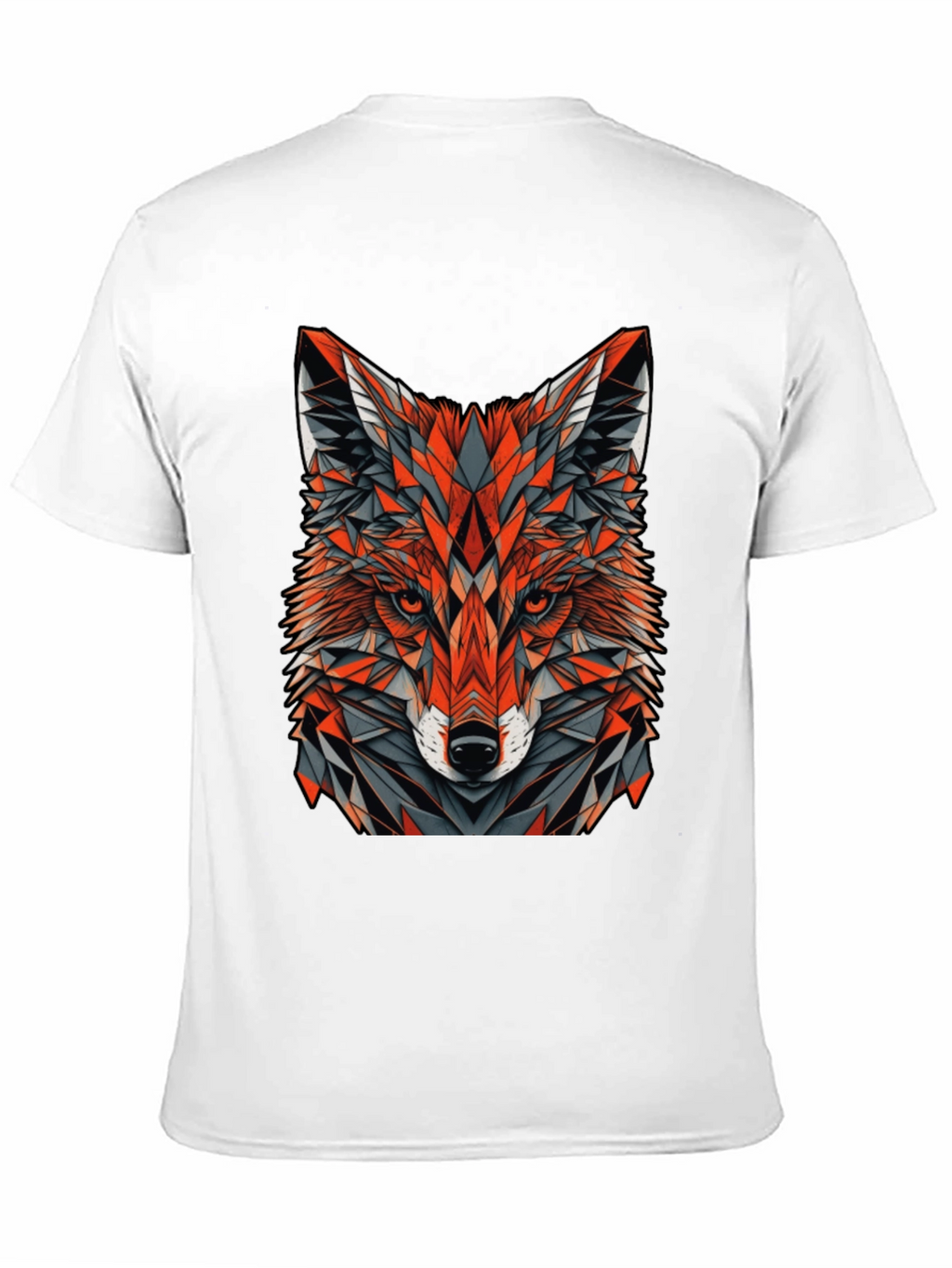 Geometric Fox Graphic Tee - Modern Mens Black T-Shirt