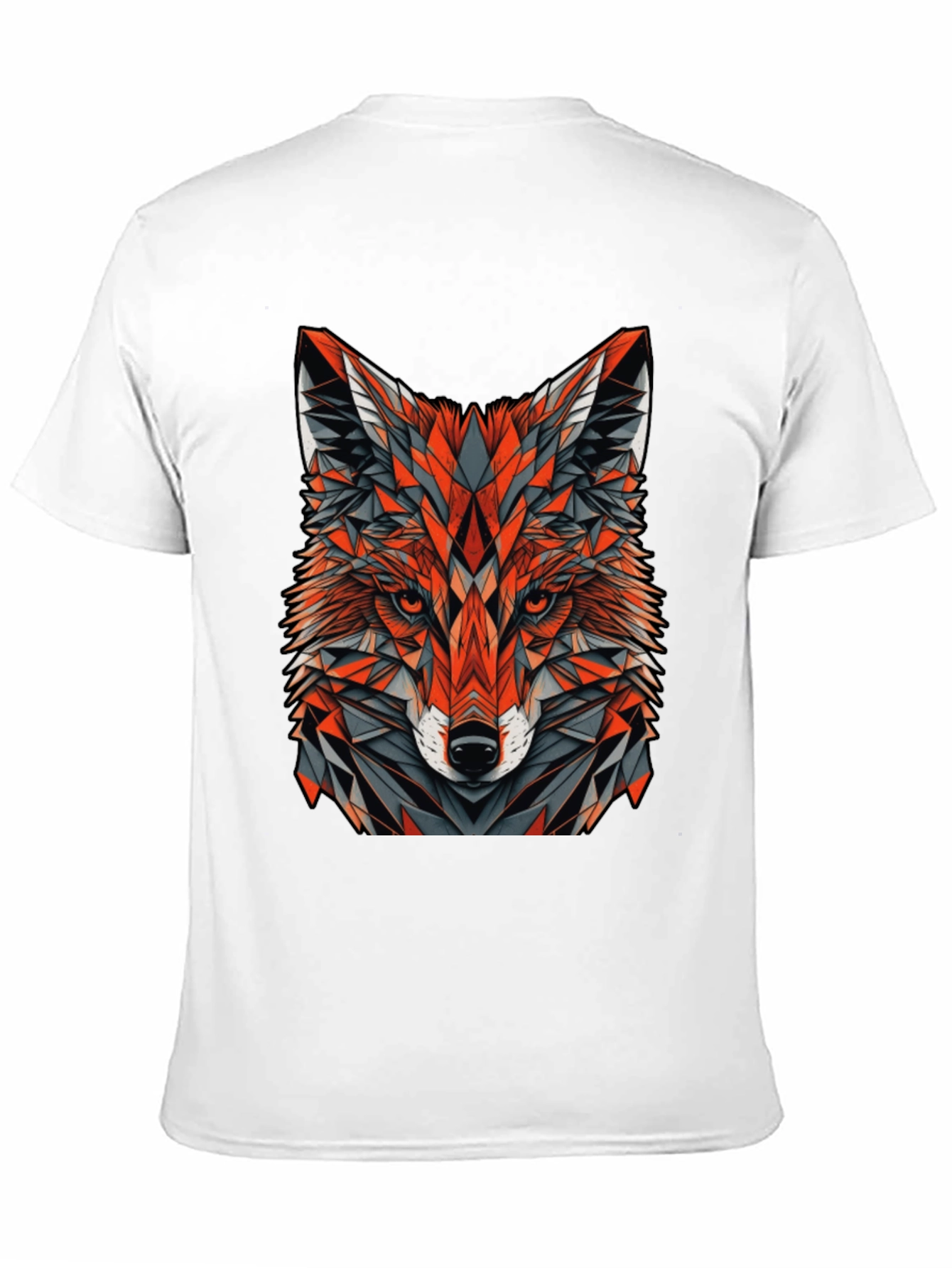 Geometric Fox Graphic Tee - Modern Mens Black T-Shirt