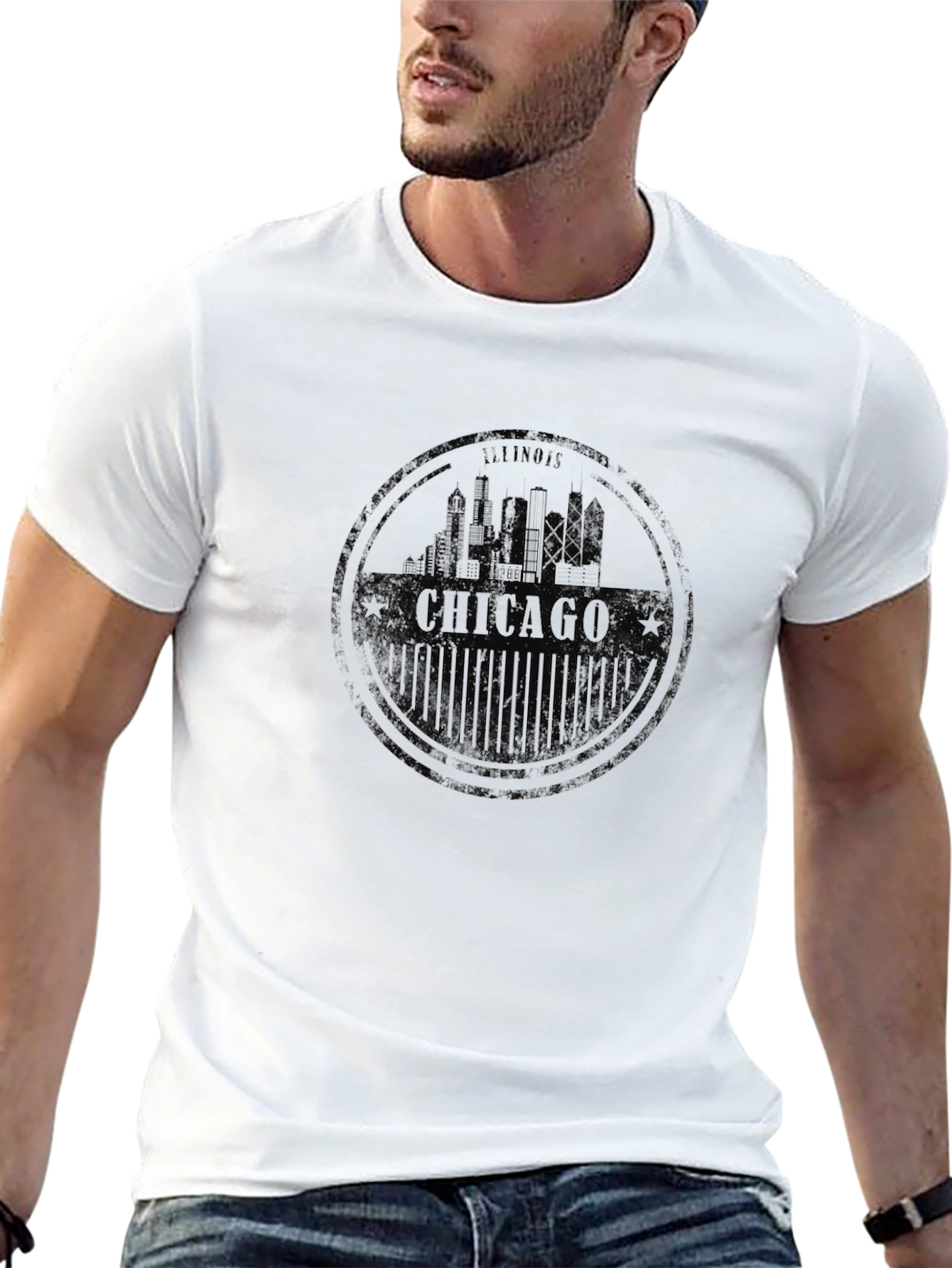 Chicago Skyline Graphic T-Shirt - Black