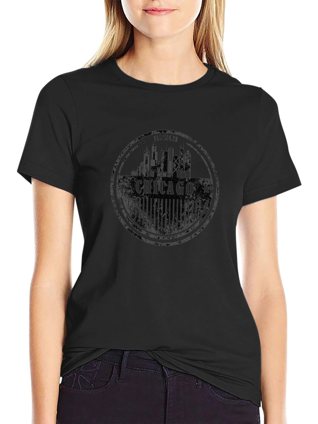 Chicago Skyline Graphic T-Shirt - Black