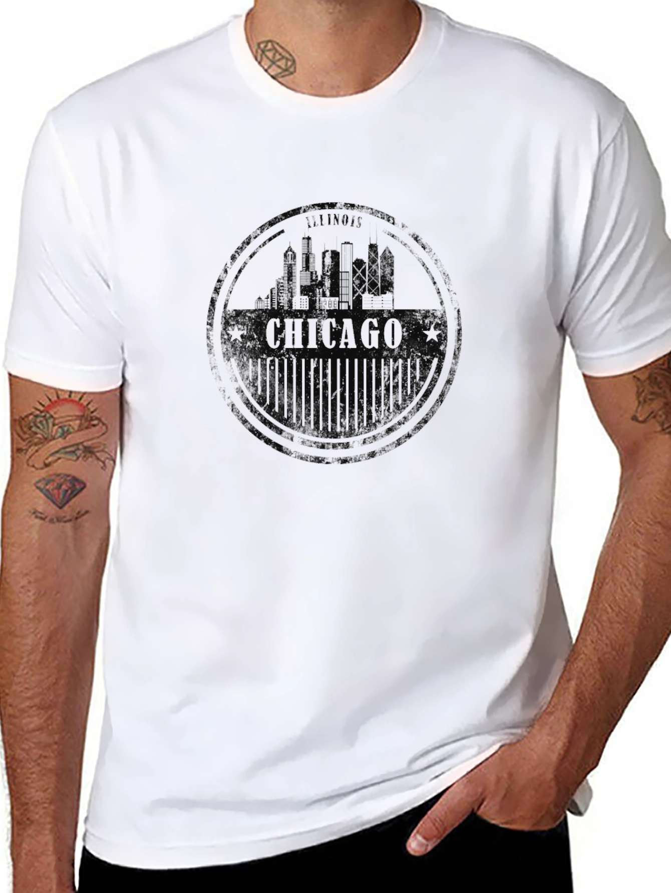 Chicago Skyline Graphic T-Shirt - Black