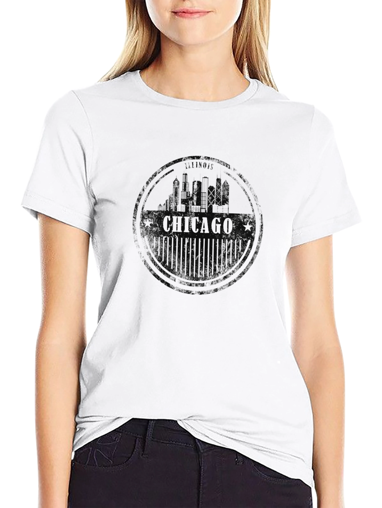 Chicago Skyline Graphic T-Shirt - Black
