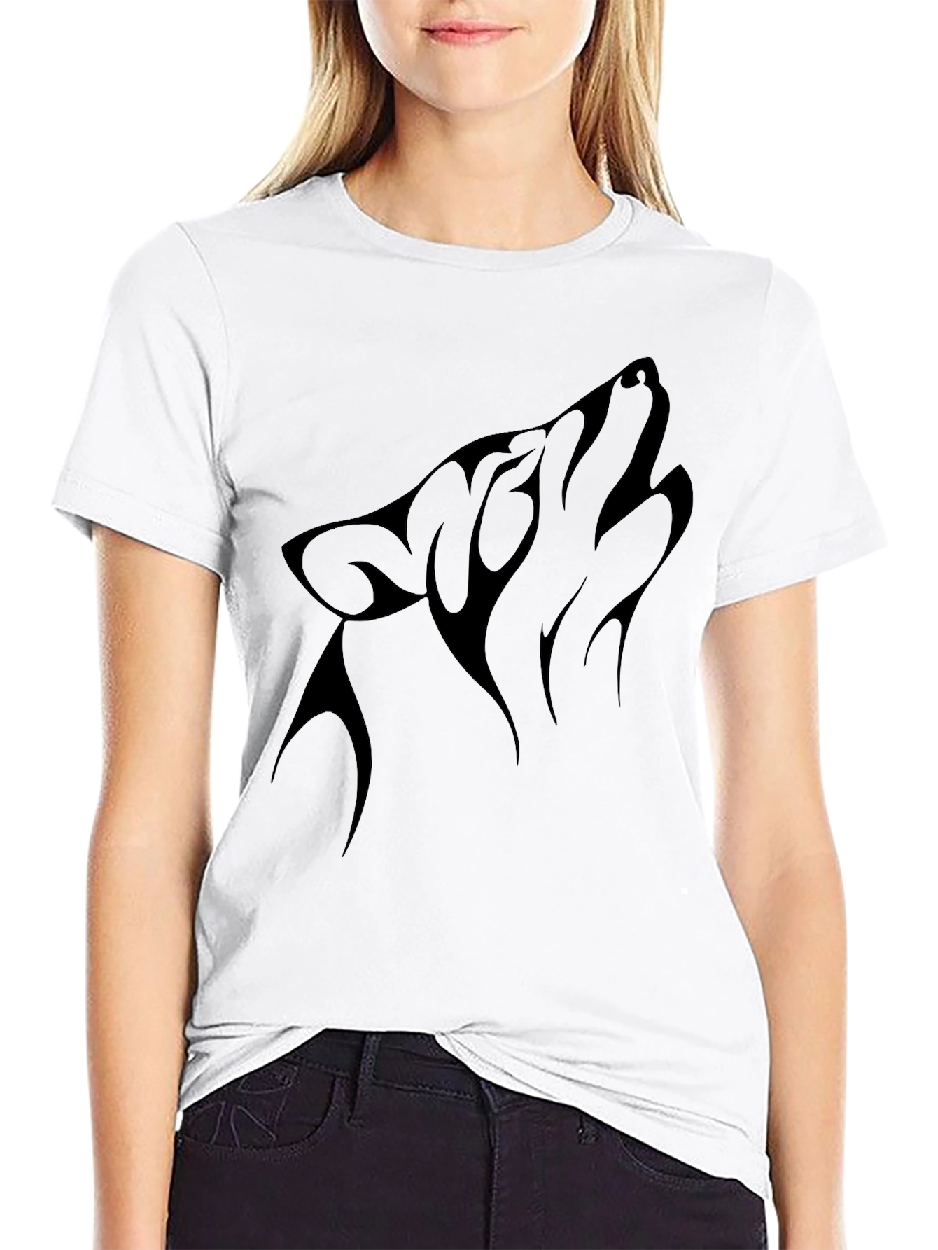 Black Wolf Howl Graphic Tee - Stylish Mens Short Sleeve Shirt