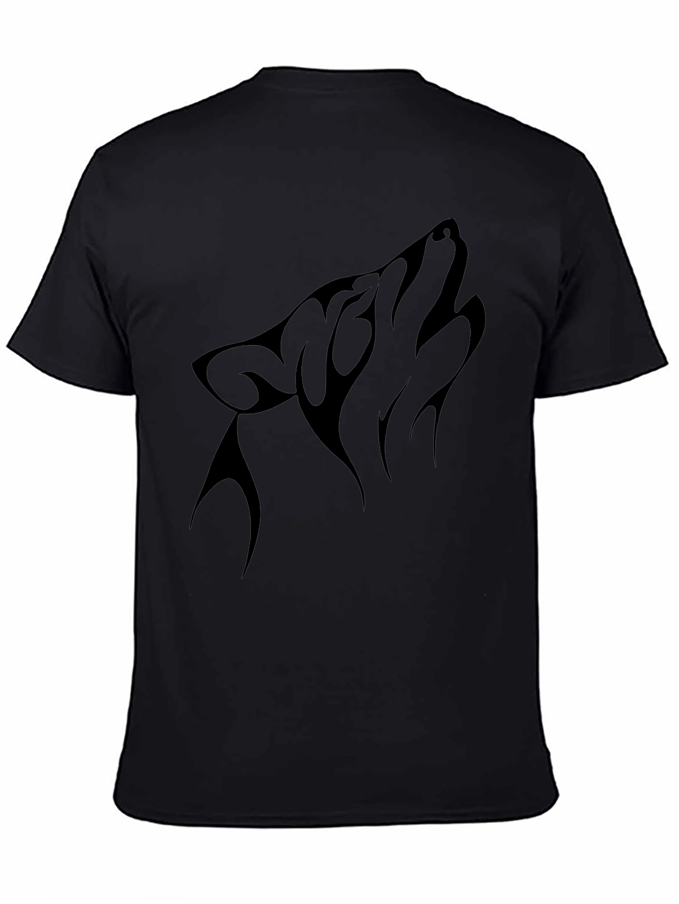Black Wolf Howl Graphic Tee - Stylish Mens Short Sleeve Shirt