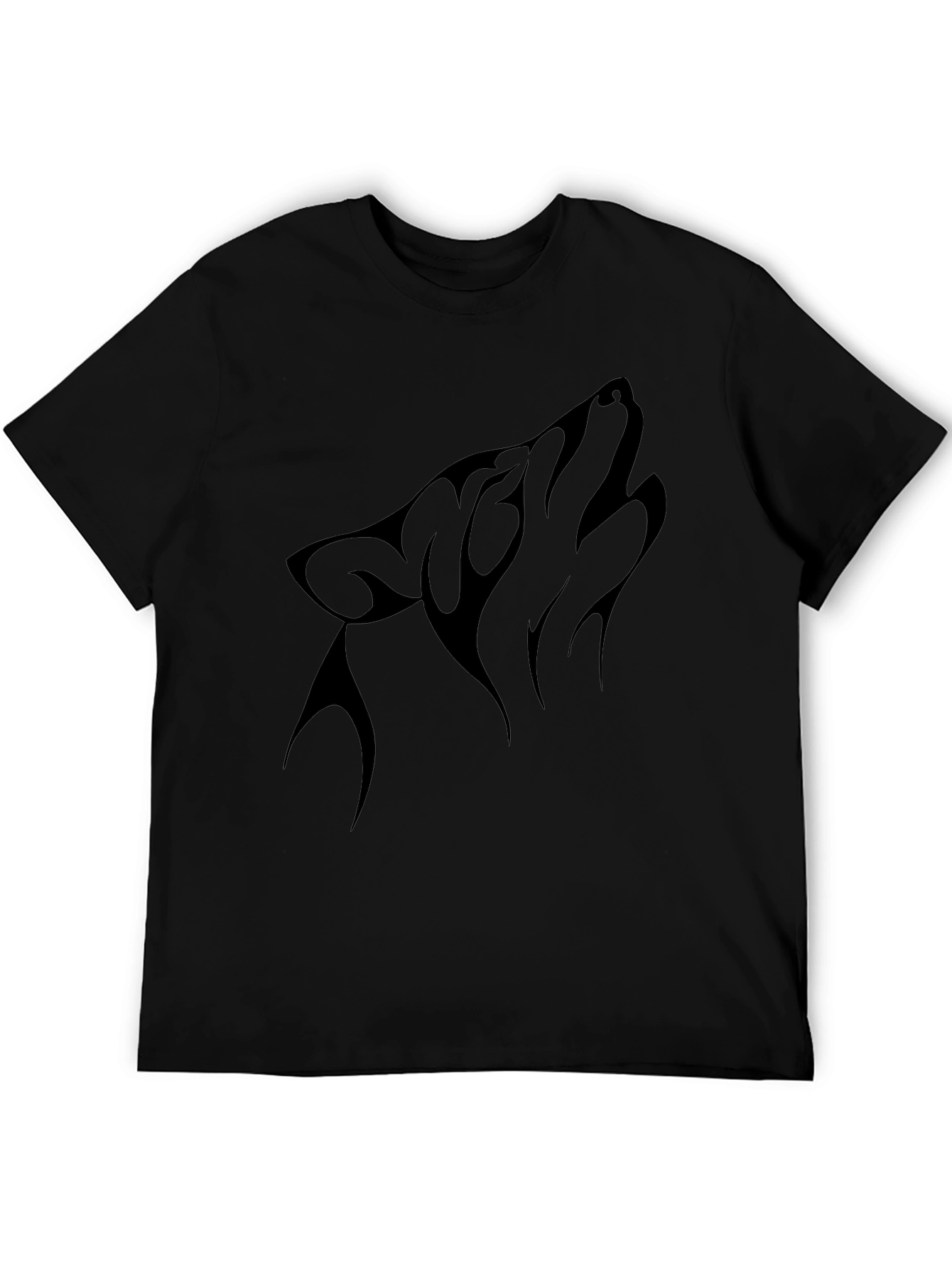 Black Wolf Howl Graphic Tee - Stylish Mens Short Sleeve Shirt