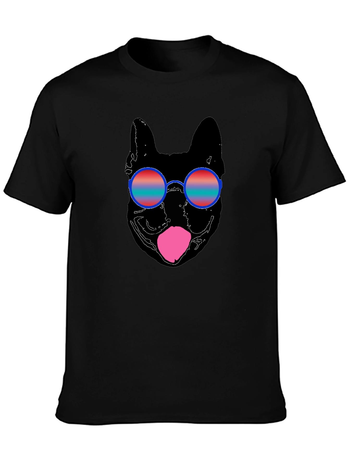 Cool Dog Sunglasses Graphic Tee - Black