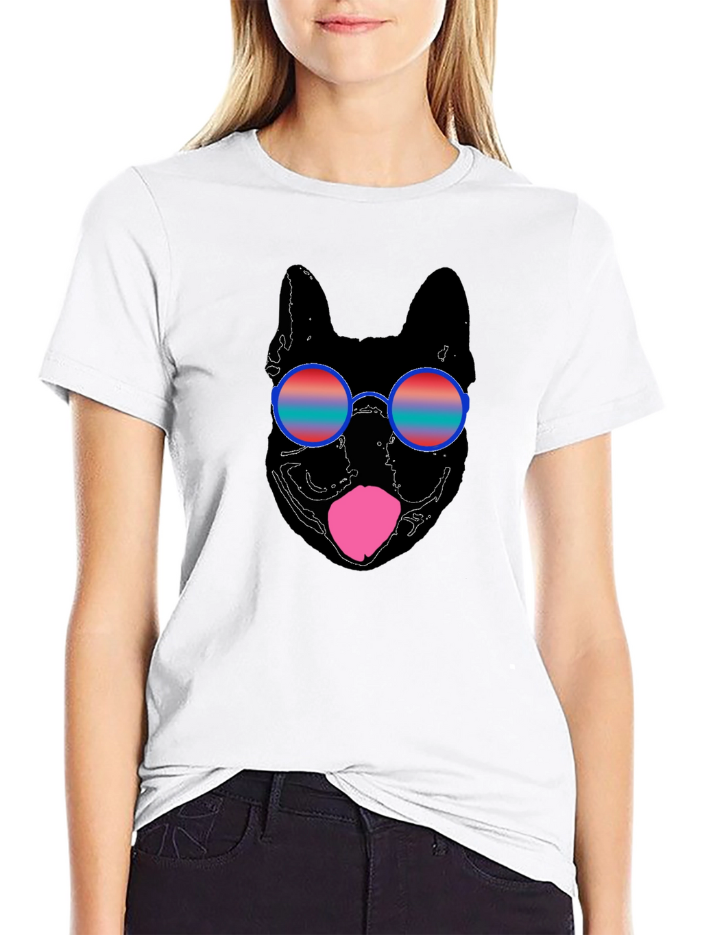 Cool Dog Sunglasses Graphic Tee - Black