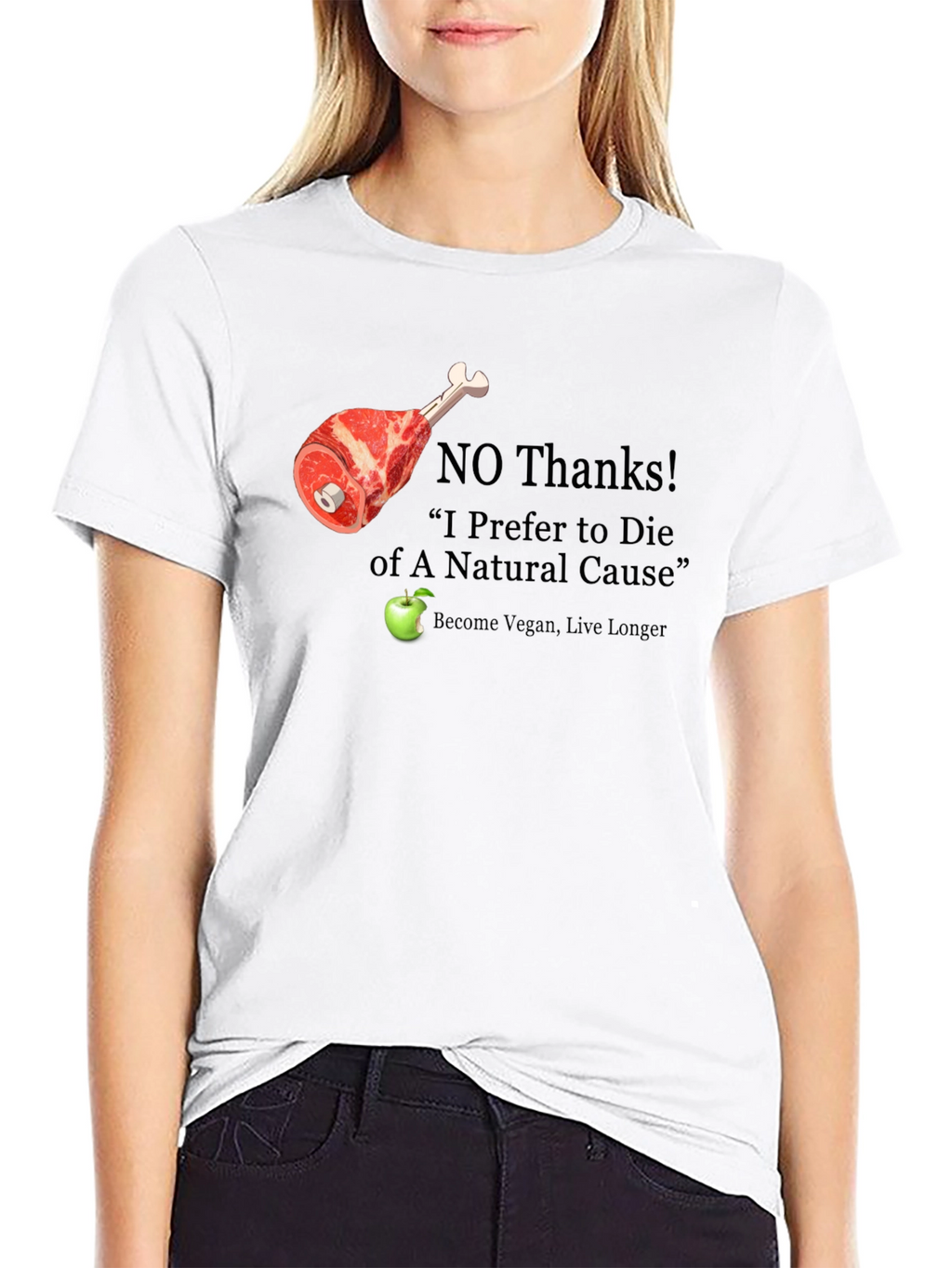 Vegan Slogan T-Shirt - No Thanks Apple Please!