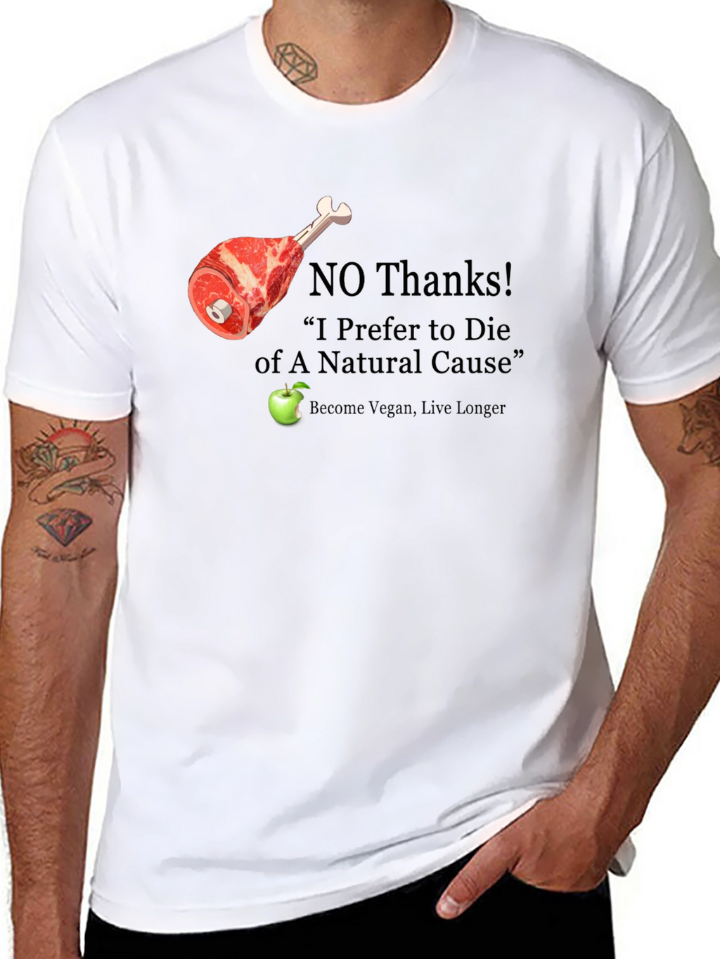 Vegan Slogan T-Shirt - No Thanks Apple Please!