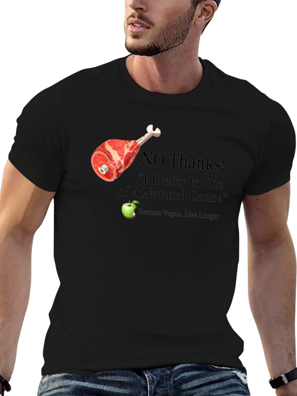 Vegan Slogan T-Shirt - No Thanks Apple Please!