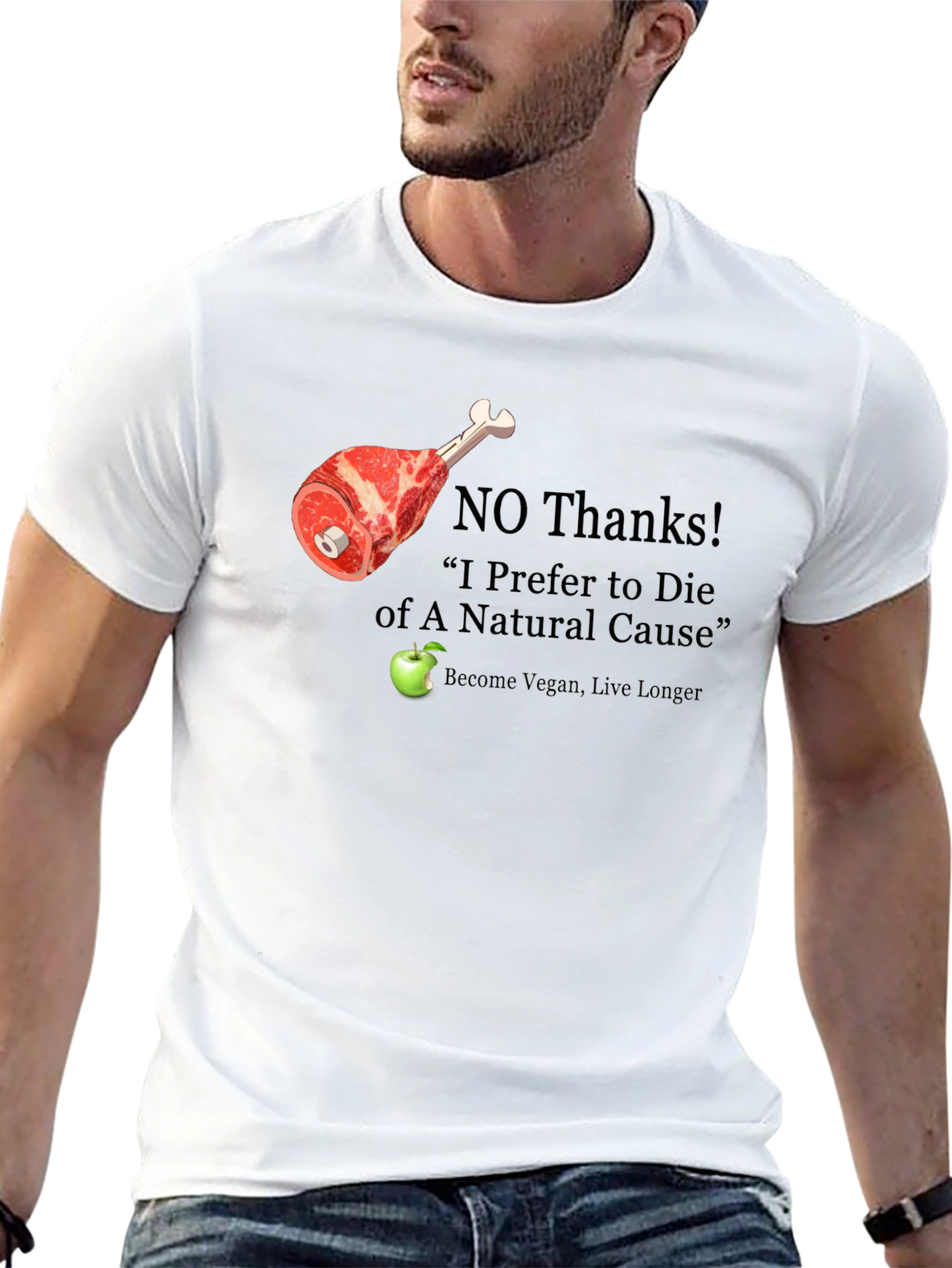 Vegan Slogan T-Shirt - No Thanks Apple Please!