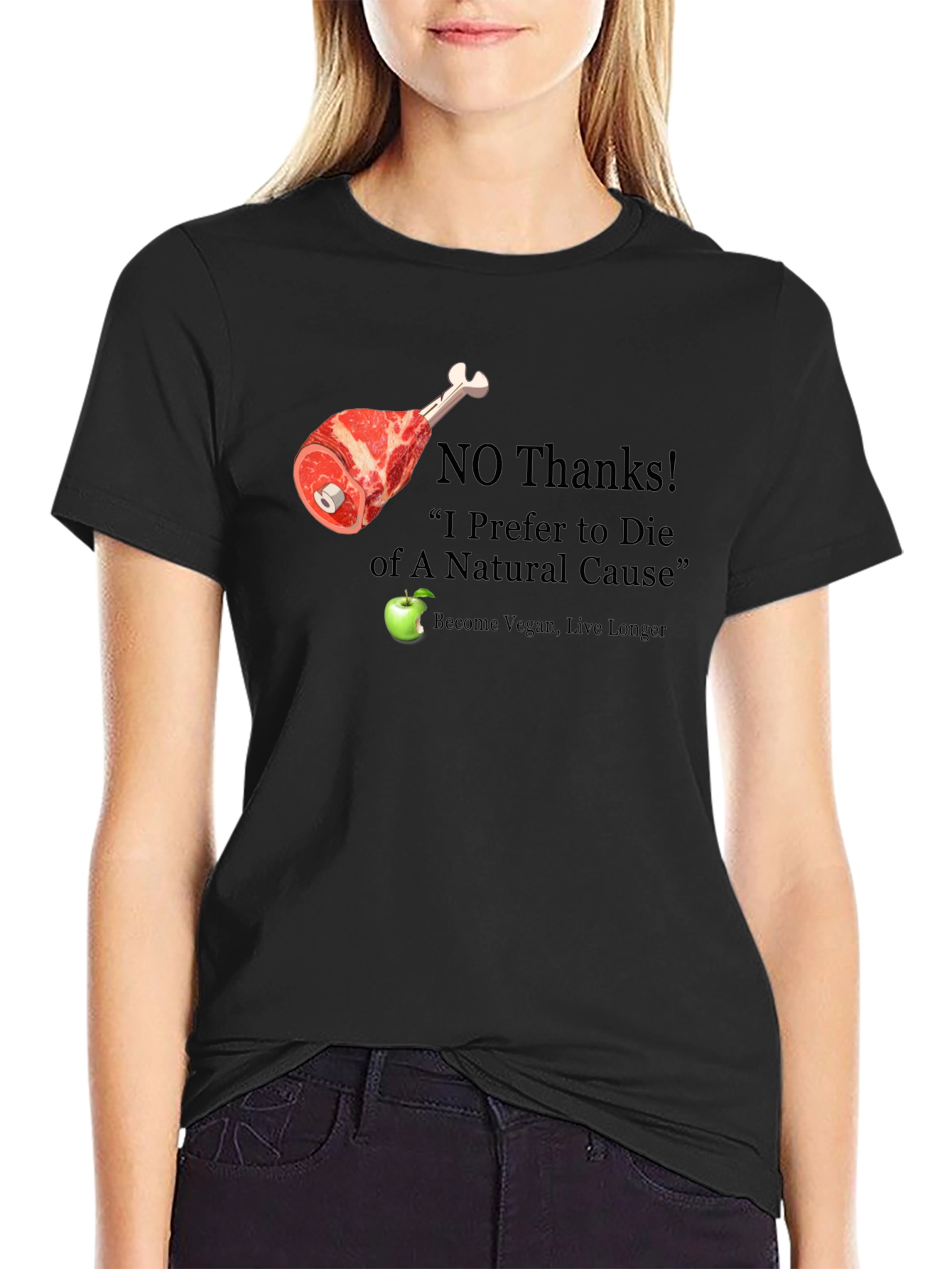 Vegan Slogan T-Shirt - No Thanks Apple Please!