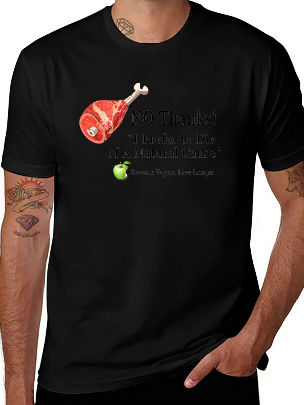 Vegan Slogan T-Shirt - No Thanks Apple Please!