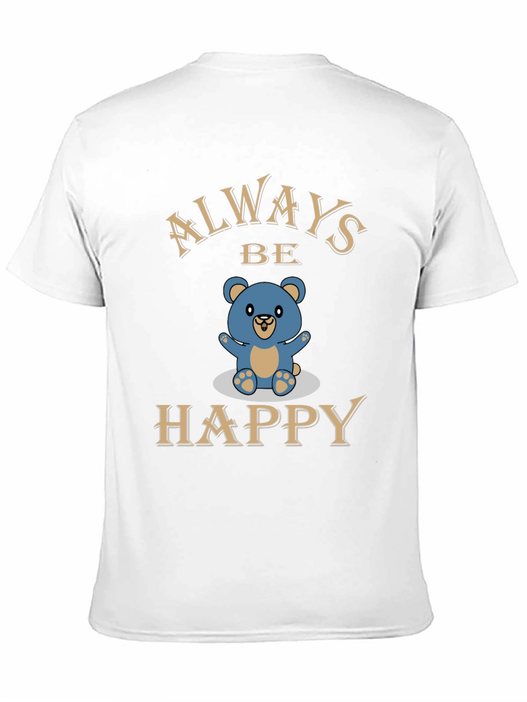 Always Be Happy Bear Graphic Tee - Black