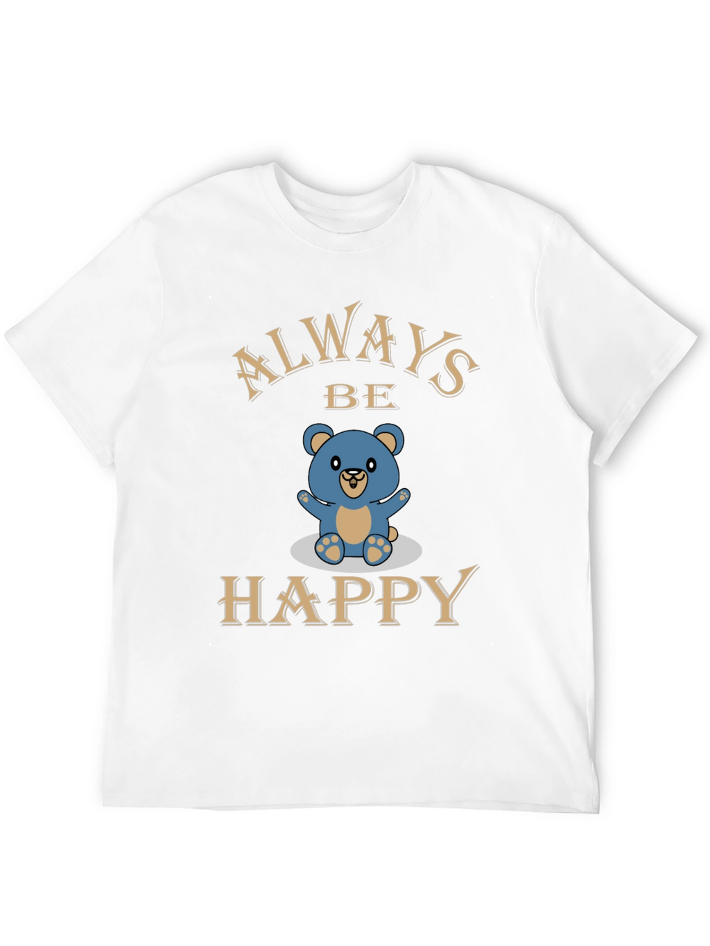 Always Be Happy Bear Graphic Tee - Black
